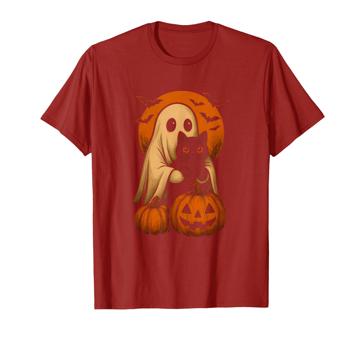 Cute Ghost and Cat with Pumpkin for Halloween Costume Party T-Shirt