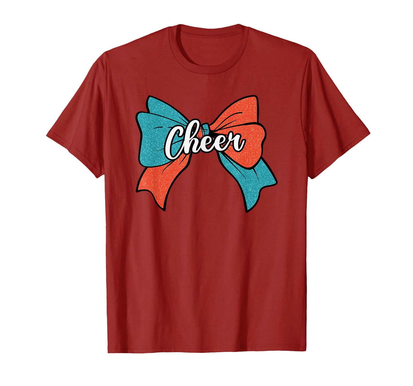 Cheer Coquette Bow Teal Blue Orange Cheerleader Cheerleading T-Shirt