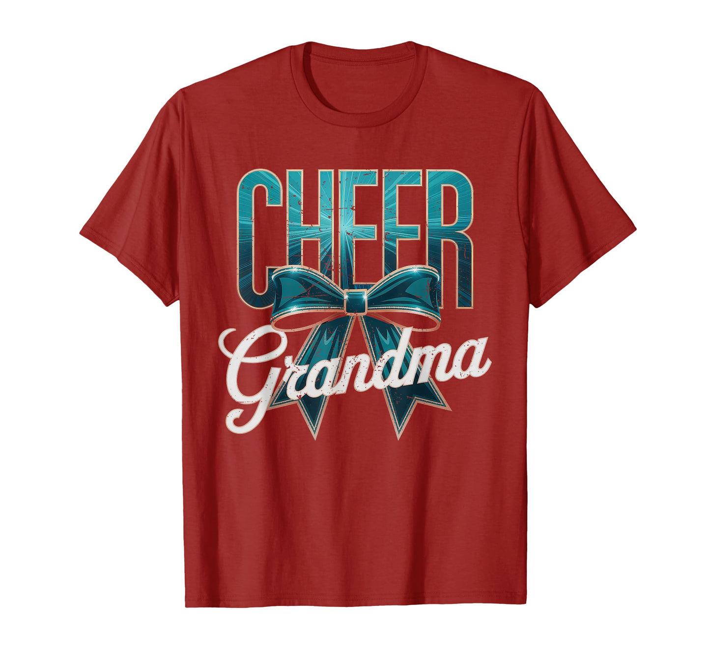Cheer Grandma Bow Sport Cheerleader Cheerleading Teal Blue T-Shirt