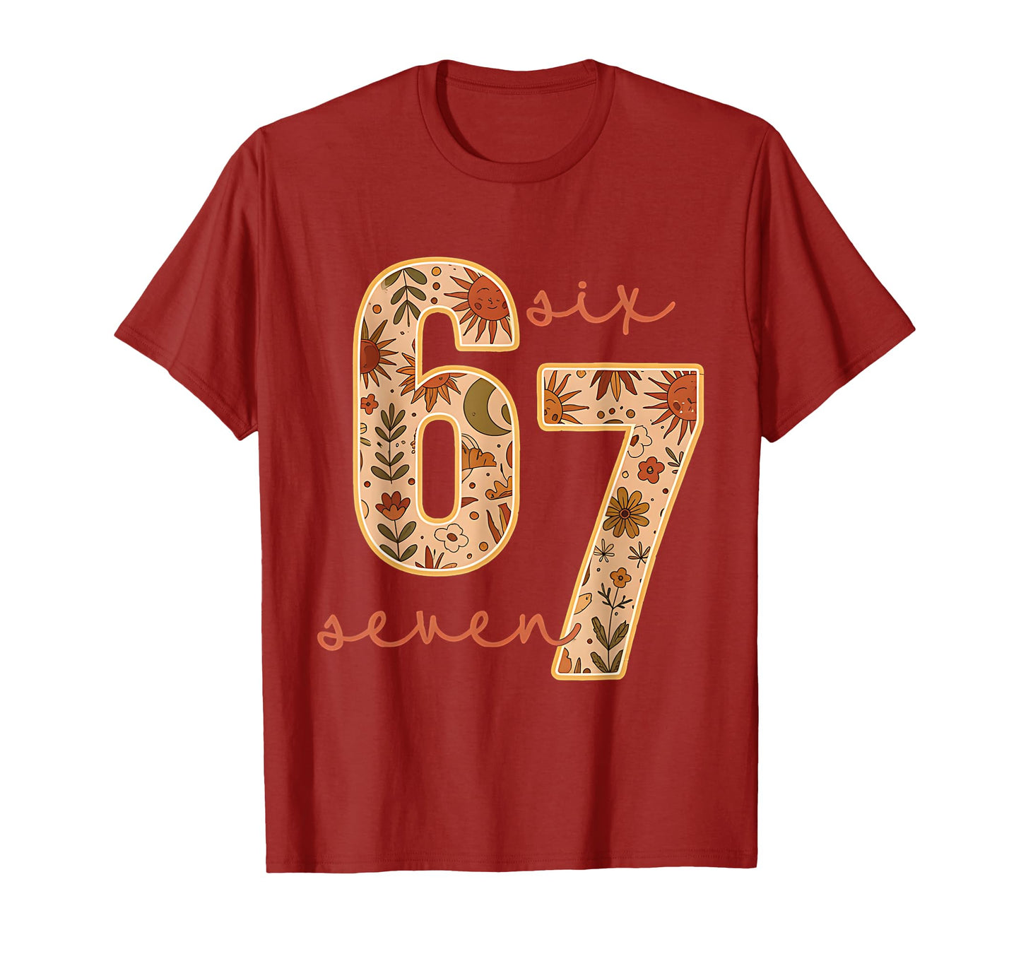 Retro 67 six Seven Boho Floral Retro Moon Flowers Groovy T-Shirt