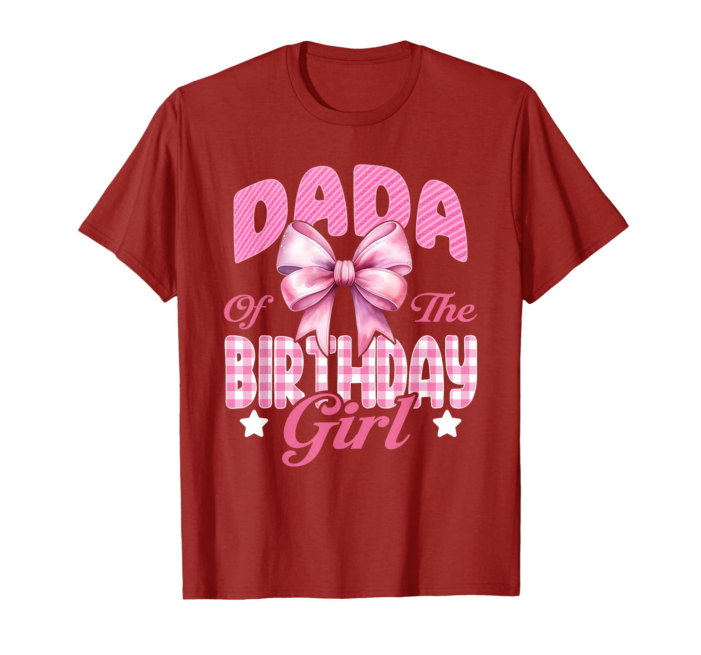 Dada of The Birthday Girl Family Pink Coquette Bow T-Shirt
