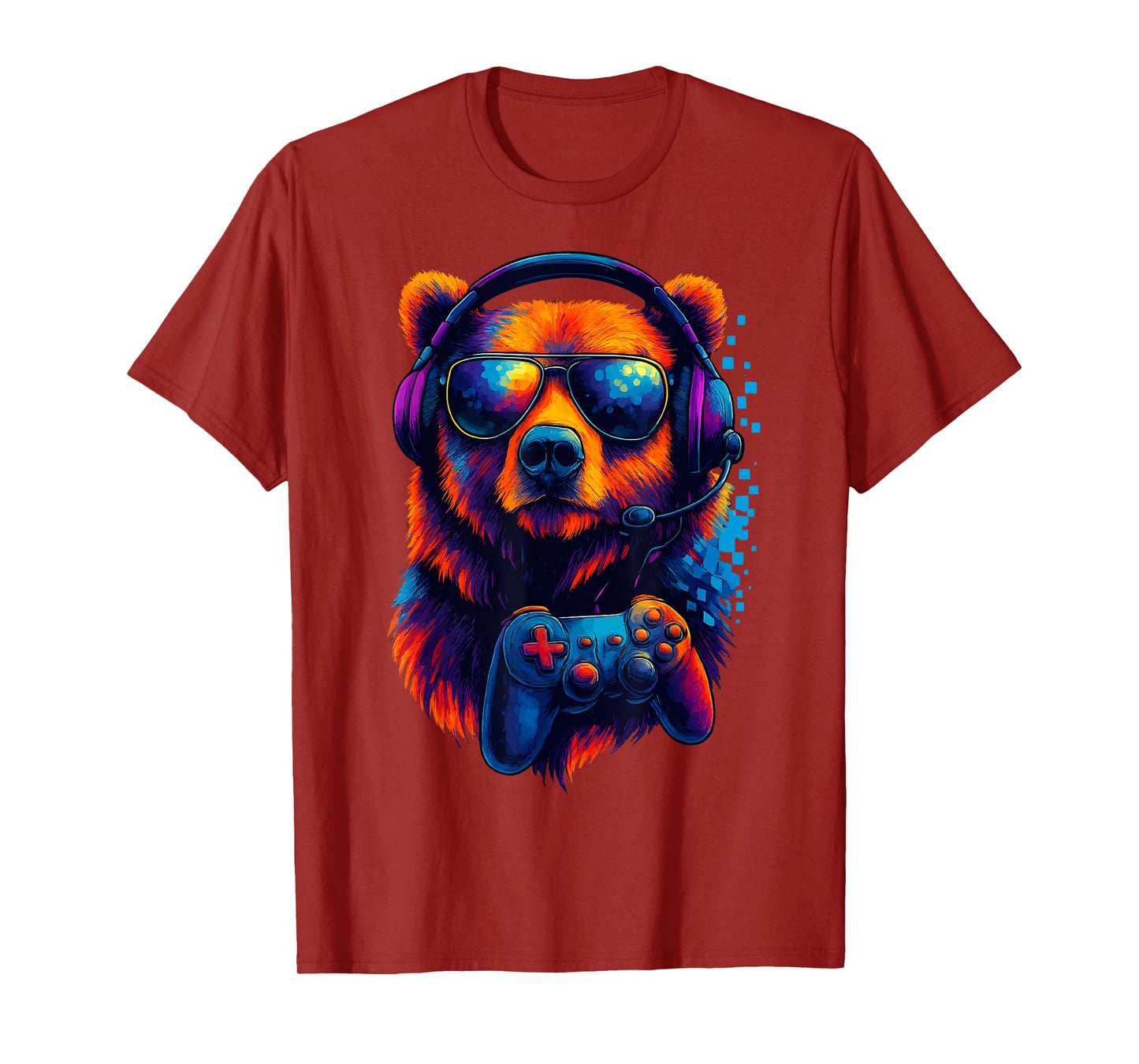 Gaming Bear with Headset and Controller Colorful Gamer Bear T-Shirt