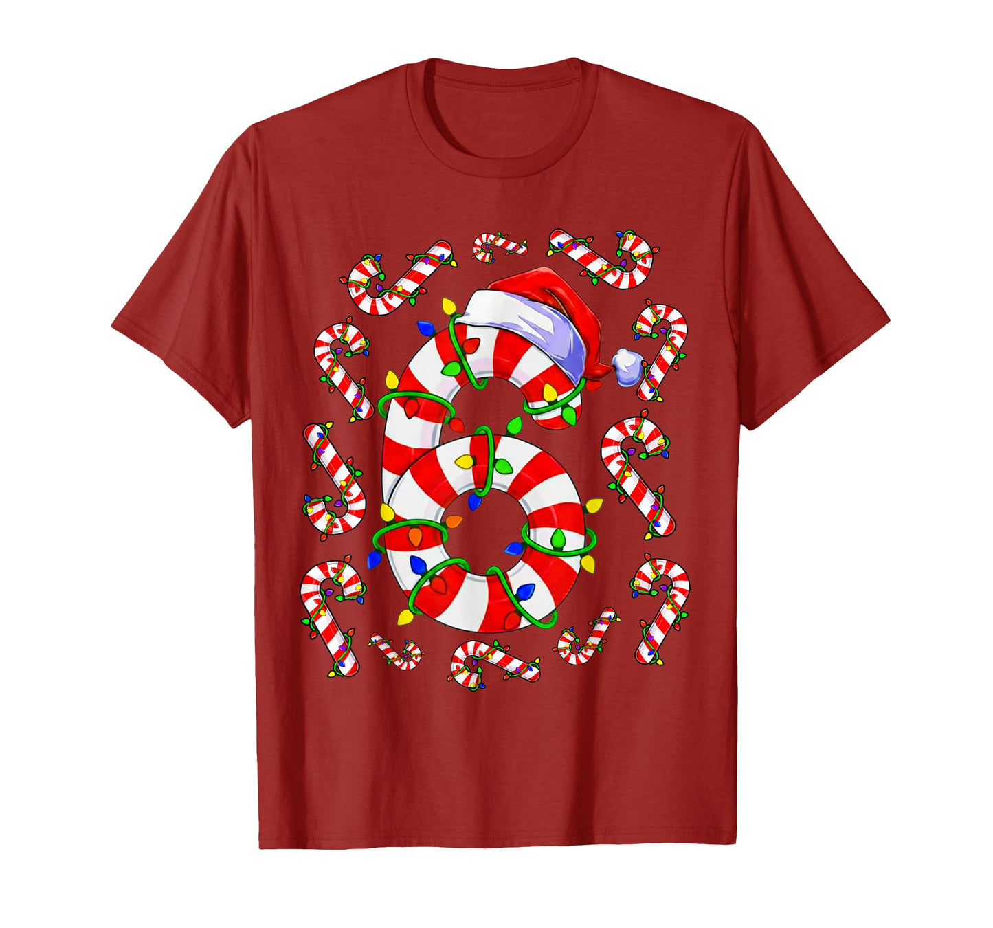 Fun Six Seven 6 7 Meme Design Couples Christmas Candy Cane T-Shirt