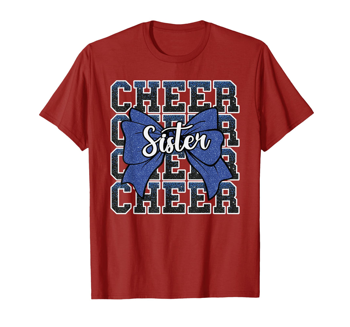 Cheer Sister Bow Sport Cheerleader Cheerleading Blue T-Shirt