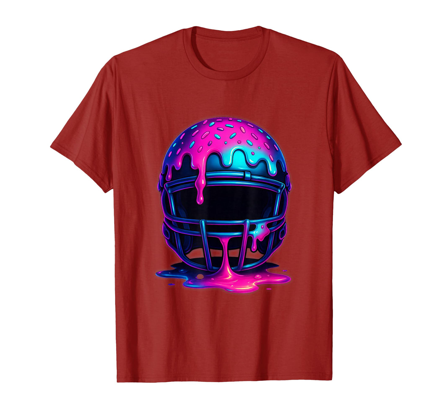 Football Drip Ice Cream Sprinkles for Lineman WR QB RB Men T-Shirt