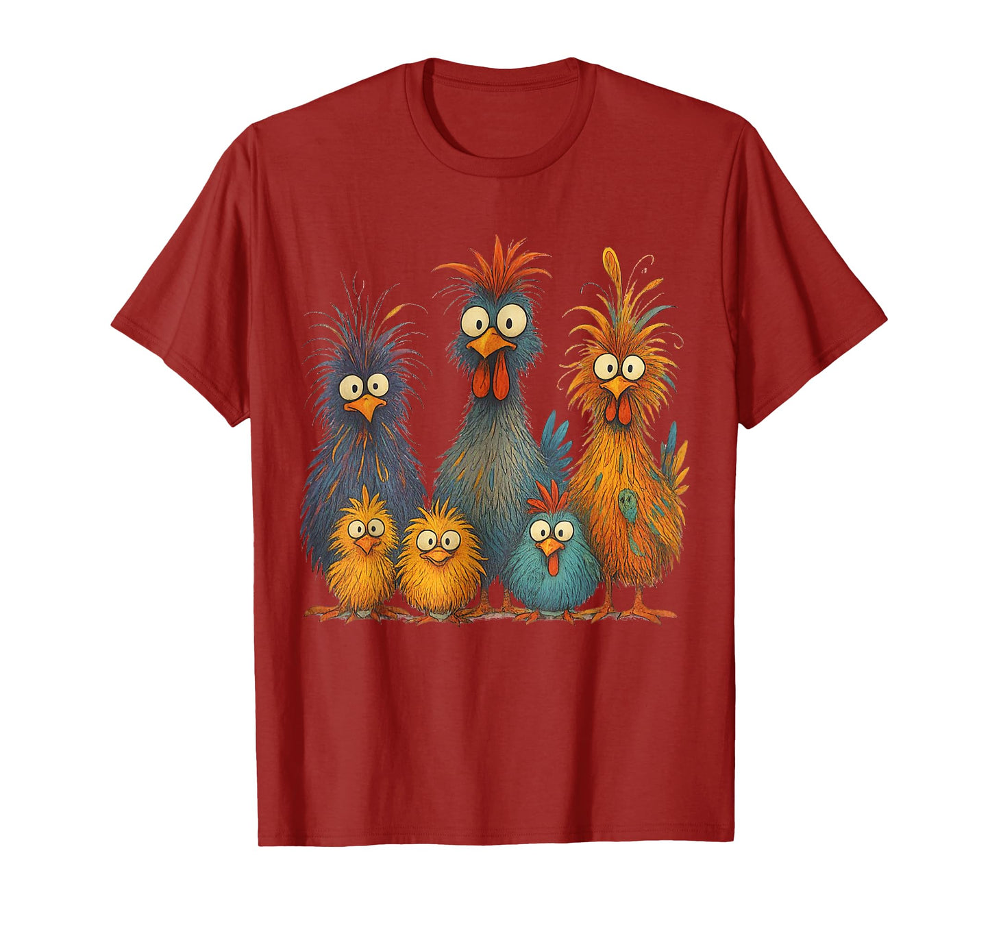 Crazy Chicken Family Eagerlys Colorful Funny Chicken T-Shirt