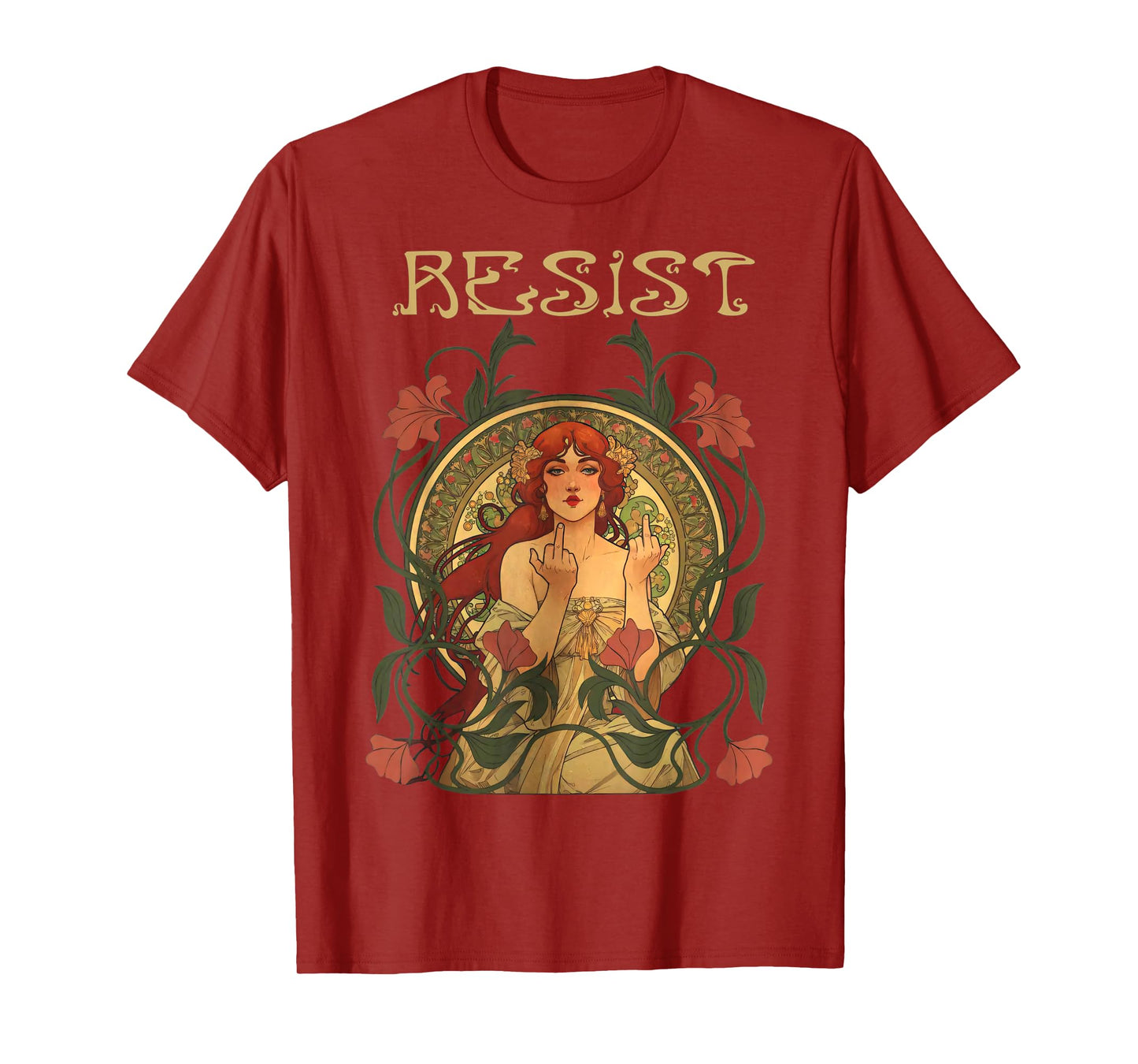 Resist Art Nouveau Mucha Anti-Trump Women Feminist Resist T-Shirt