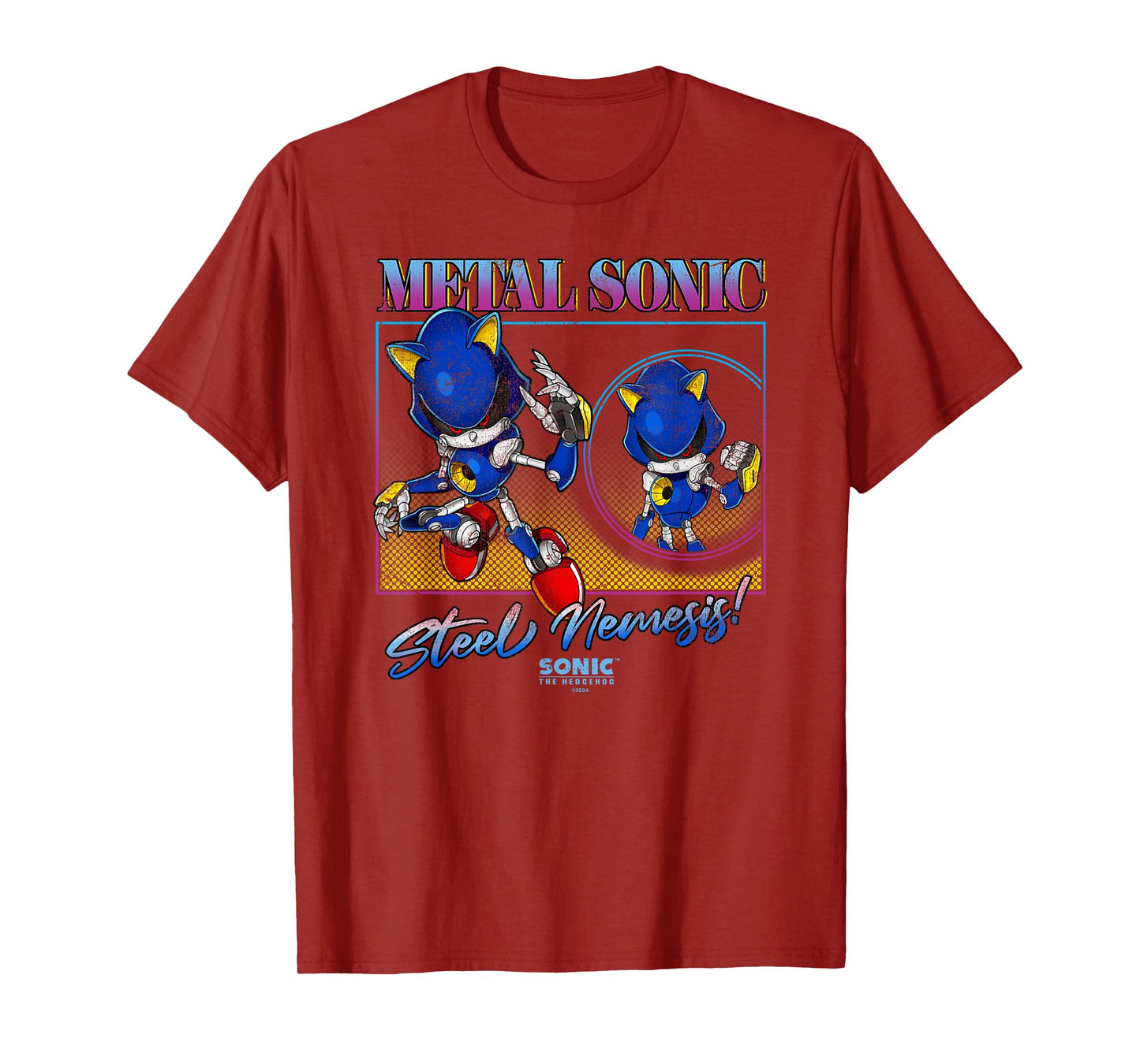 Sonic The Hedgehog Metal Sonic Steel Nemesis! Distressed T-Shirt