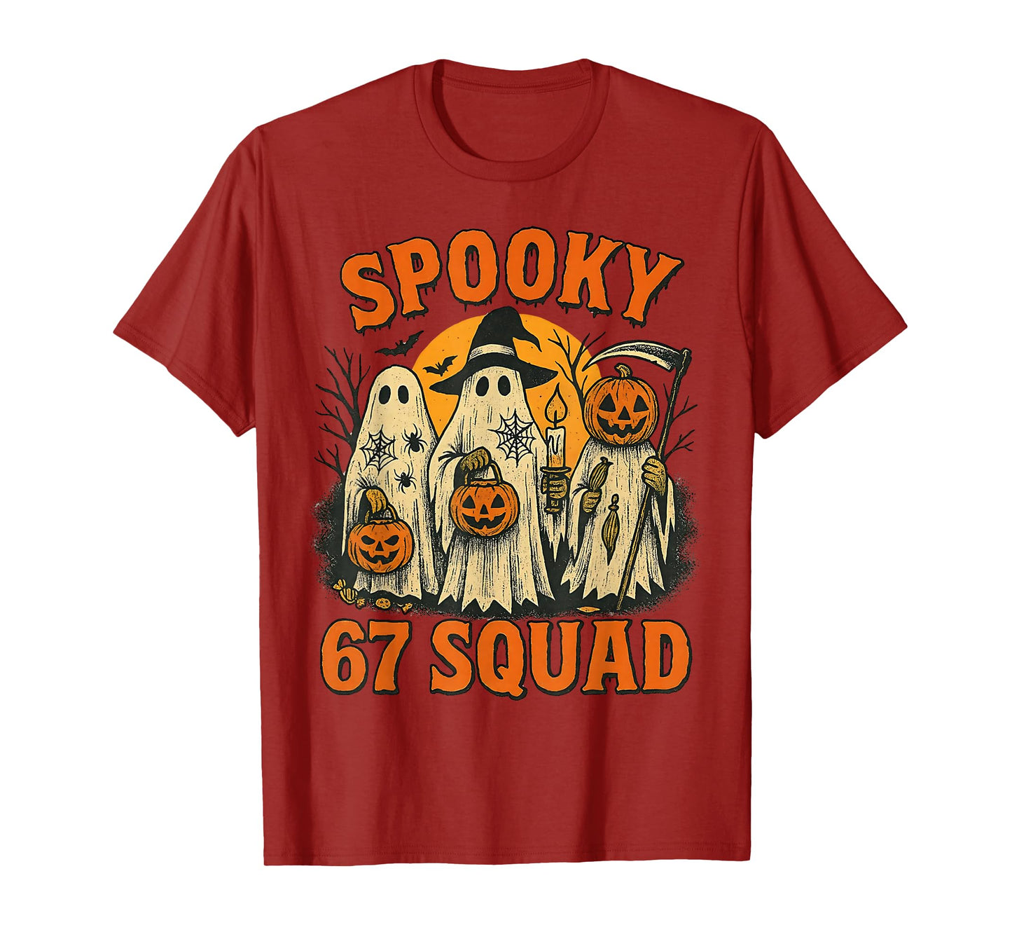 Spooky 67 Squad Funny Halloween Ghost 6 7 Six Seven Boy Kids T-Shirt