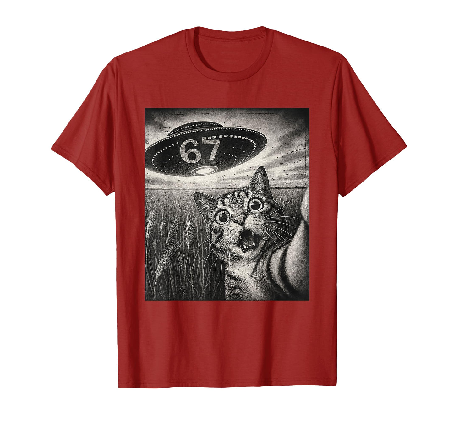 67 Meme Cat Selfie UFO T-Shirt