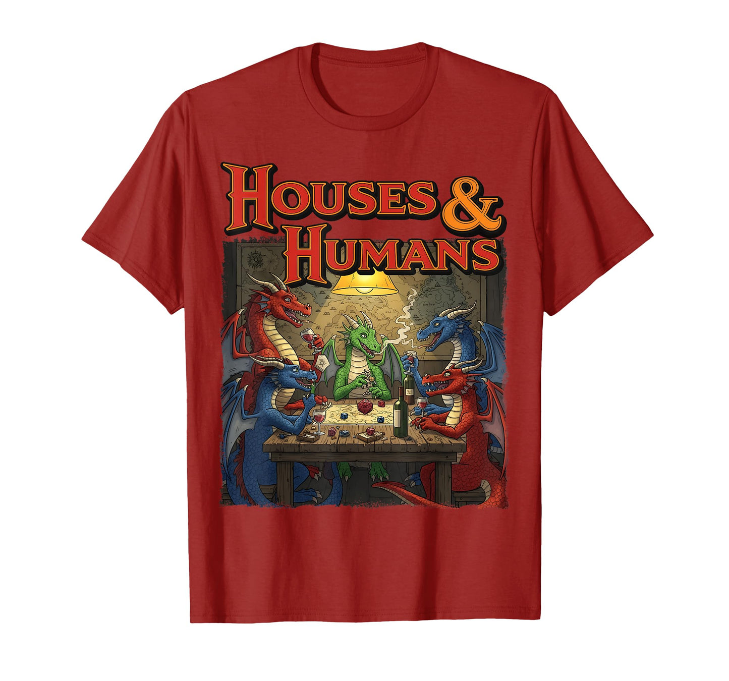 Gaming Houses Humans Funny Rpg Parody Gamer Men Boys Kids T-Shirt