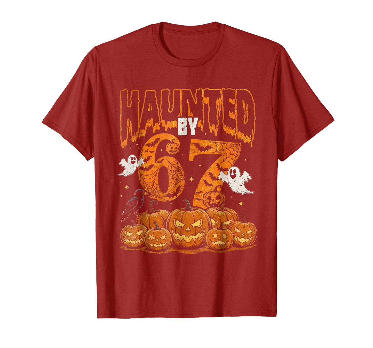 Haunted by 67 Six Seven Gen Alpha Z Halloween Pumpkin Ghost T-Shirt