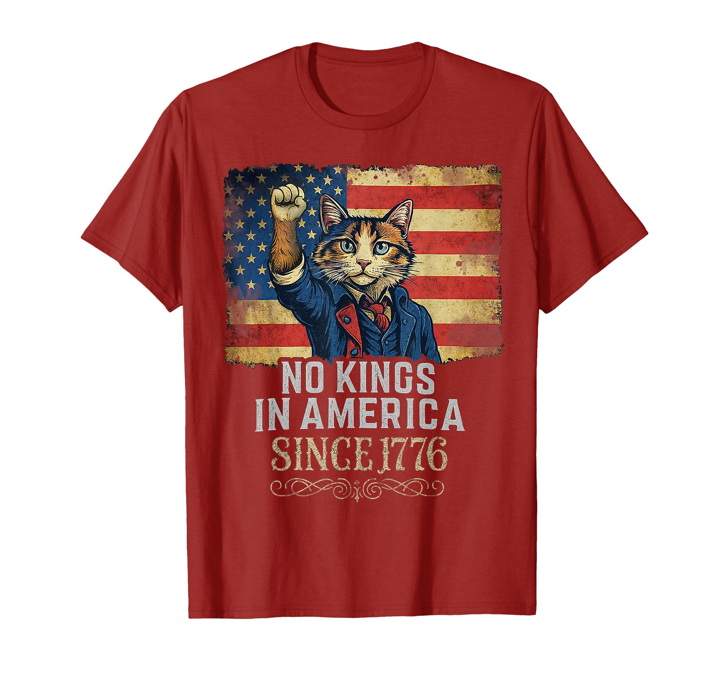 No Kings in America 1776 Revolutionary Cat T-Shirt
