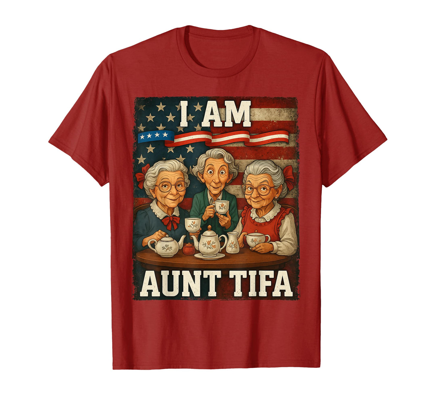HUGvyn Aunt Tifa American Flag Funny I Am Aunt Tifa American T-Shirt