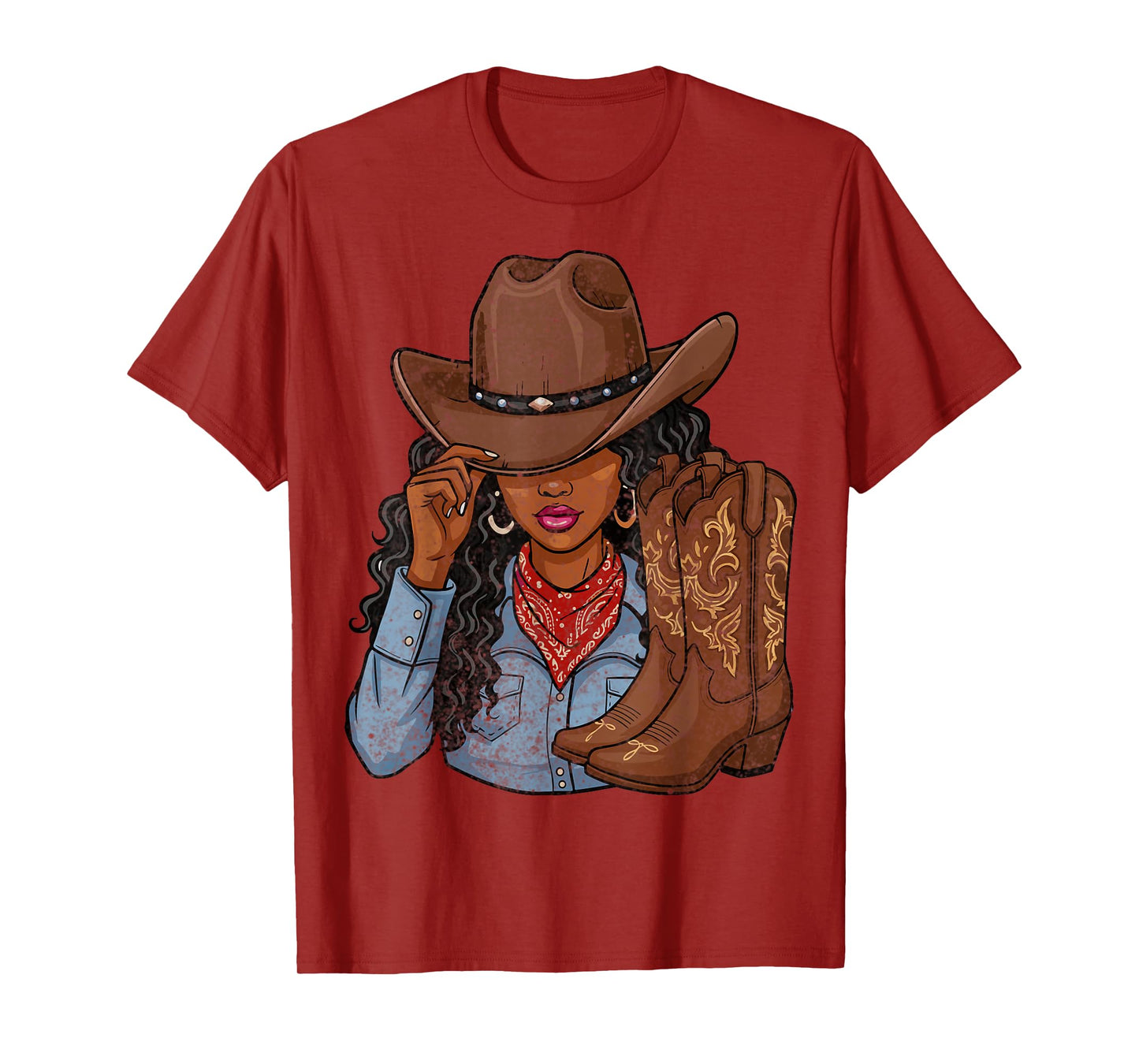 Cowgirl Western Boots Afro Western Rodeo Melanin T-Shirt