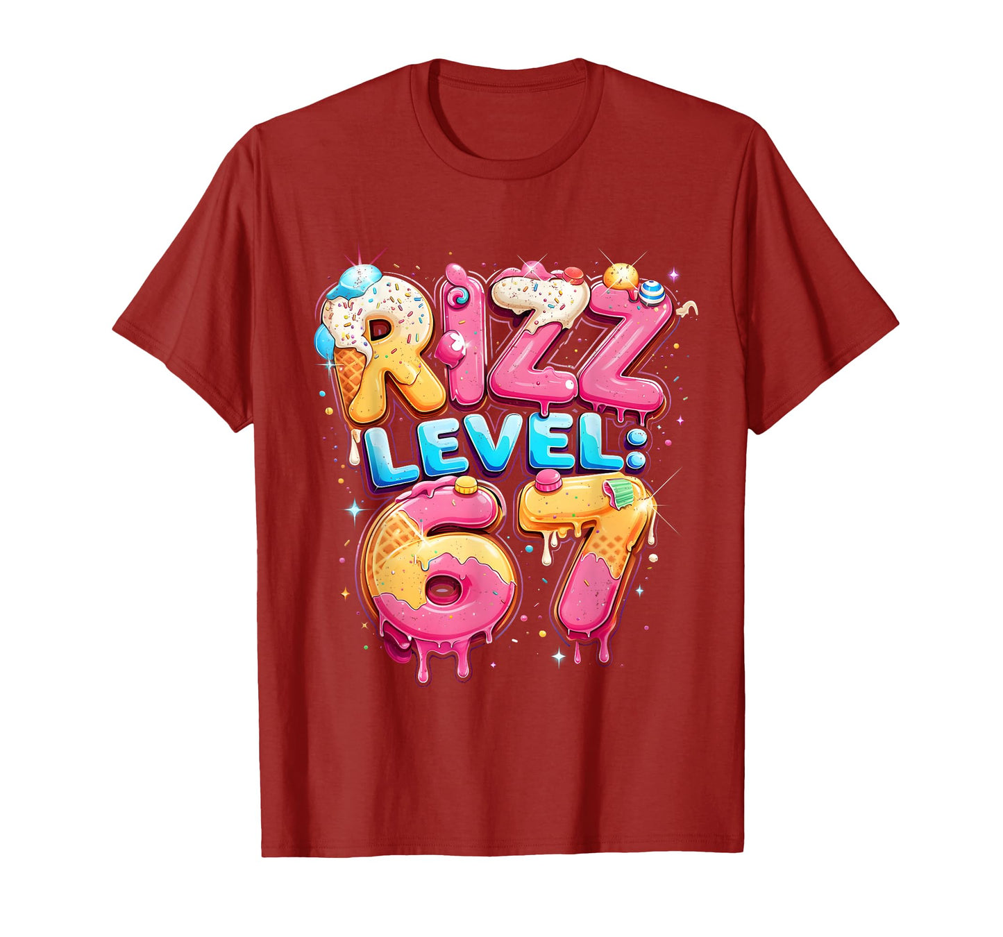 67 Ice Cream Drip Cool Meme Six Seven Gen Alpha Slang T-Shirt