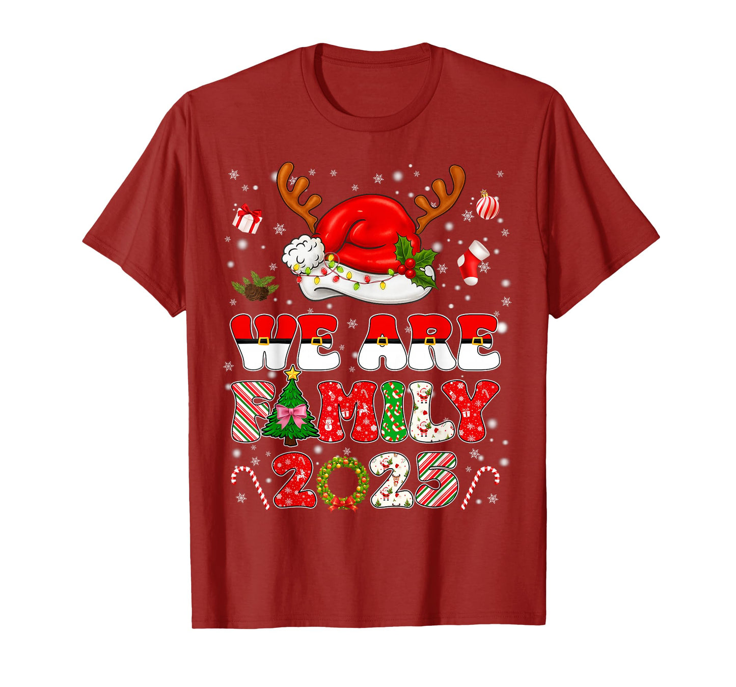 We are Family 2025 Matching Tee Pajamas Xmas Pjs Men Women T-Shirt