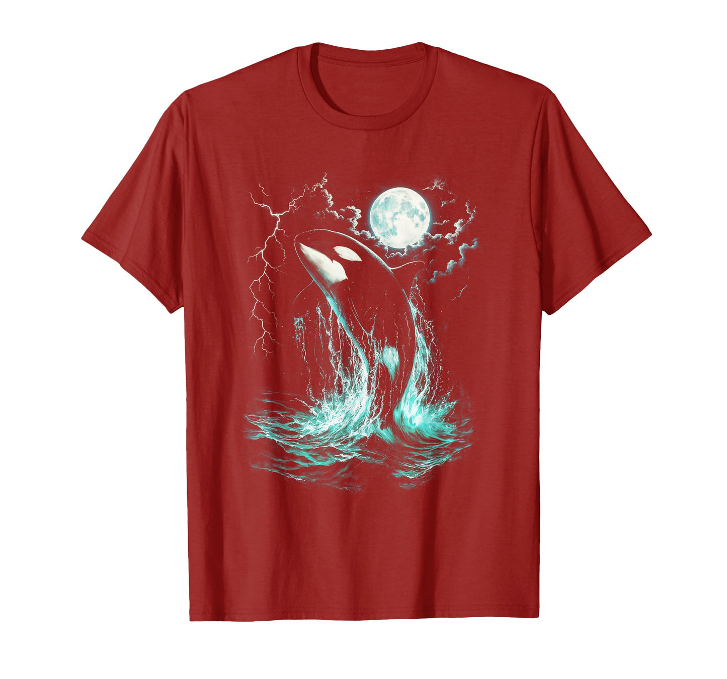 Orca Midnight Vintage Moonlight Ocean Lightning Men Boy Kids T-Shirt