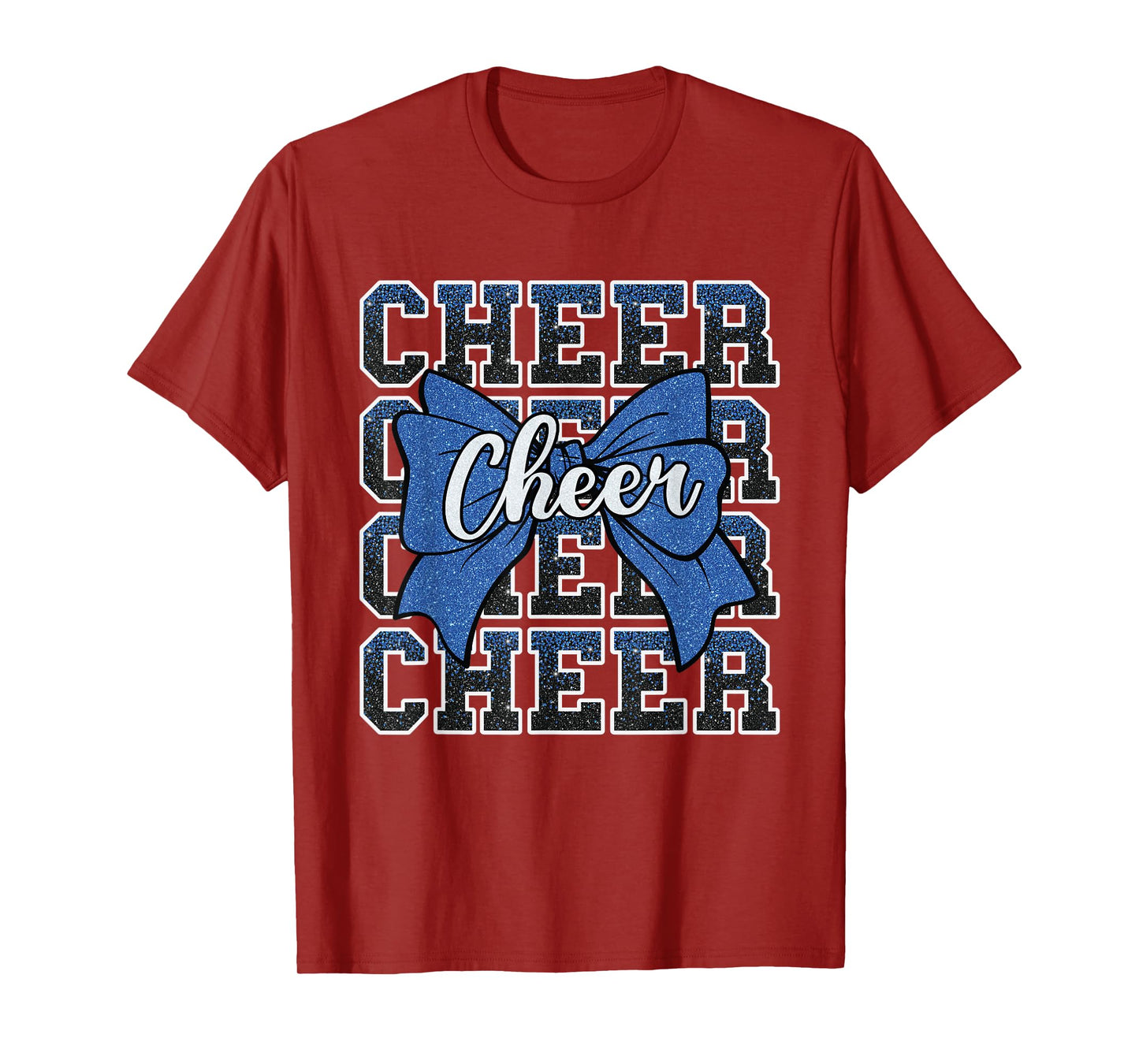 Coquette Cheer Bow Sport Cheerleader Cheerleading Blue T-Shirt