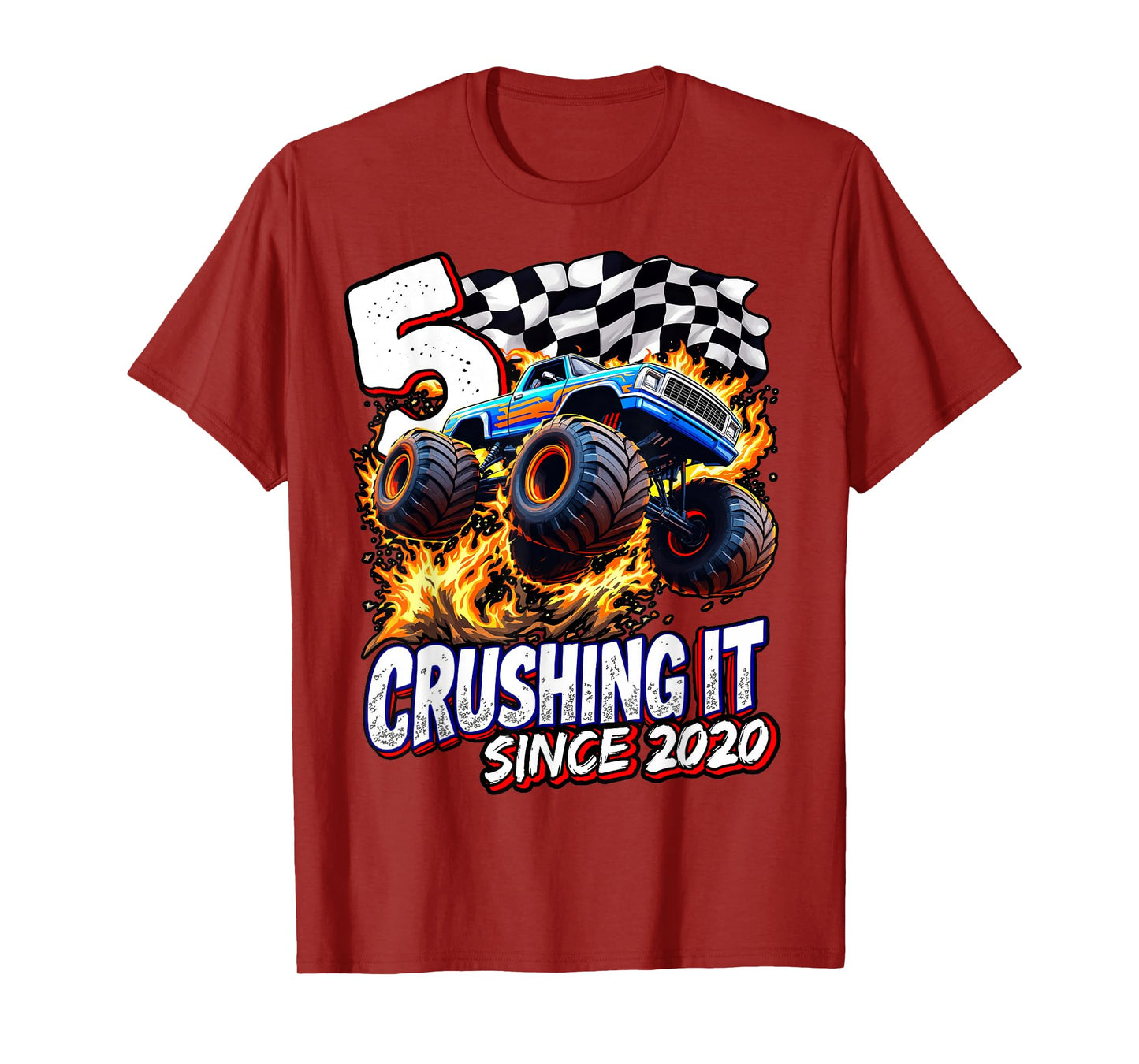 Birthday Monster Truck 5 year Old Boys 5th Party Born 2020 T-Shirt