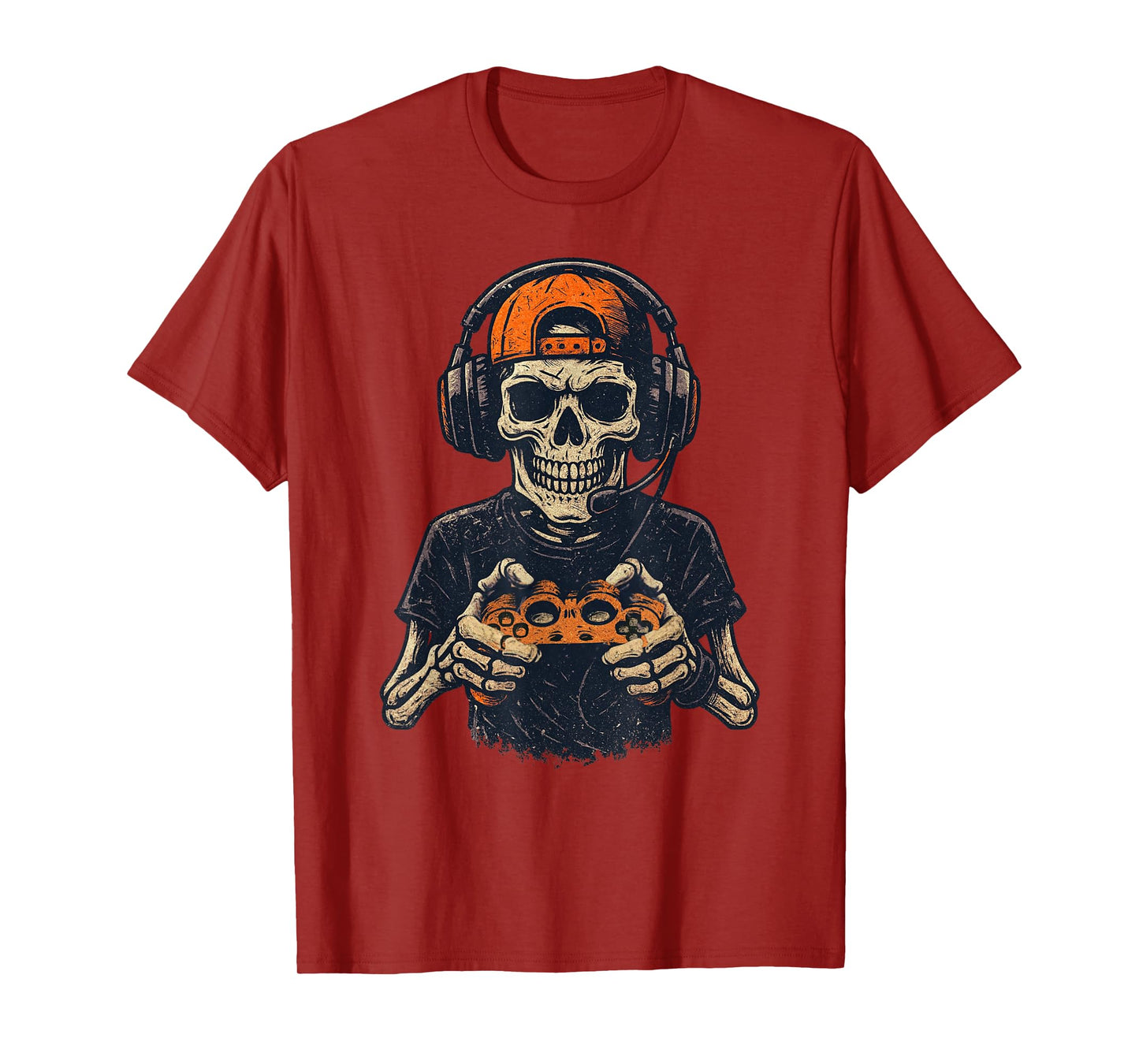 Vintage Halloween Skeleton Gamer Funny Spooky Costume T-Shirt