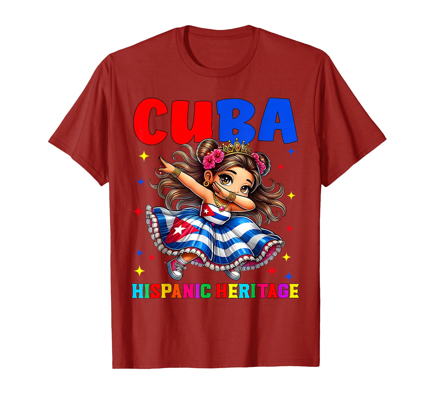 Hispanic Heritage Month Cuban Flag Cuba Dabbing Girls Kids T-Shirt