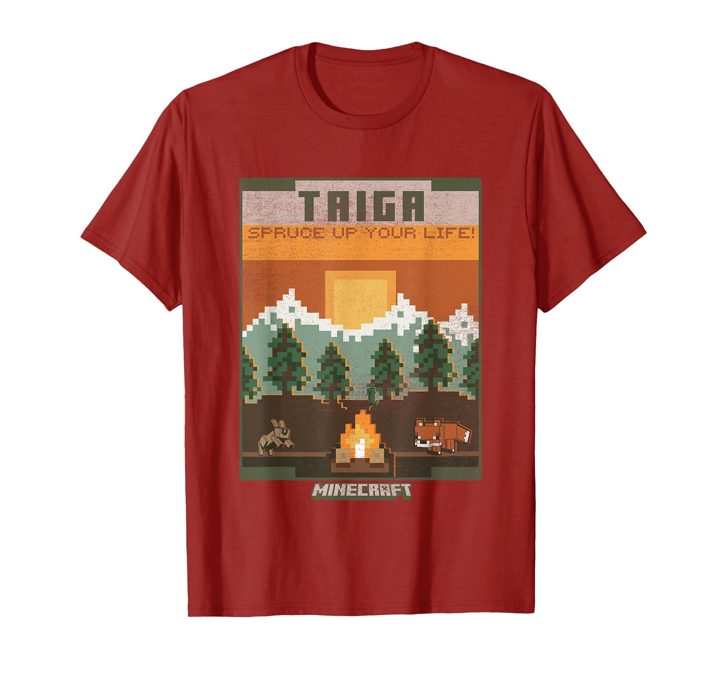 Minecraft Taiga Landscape Spruce Up Your Life Poster Vintage T-Shirt