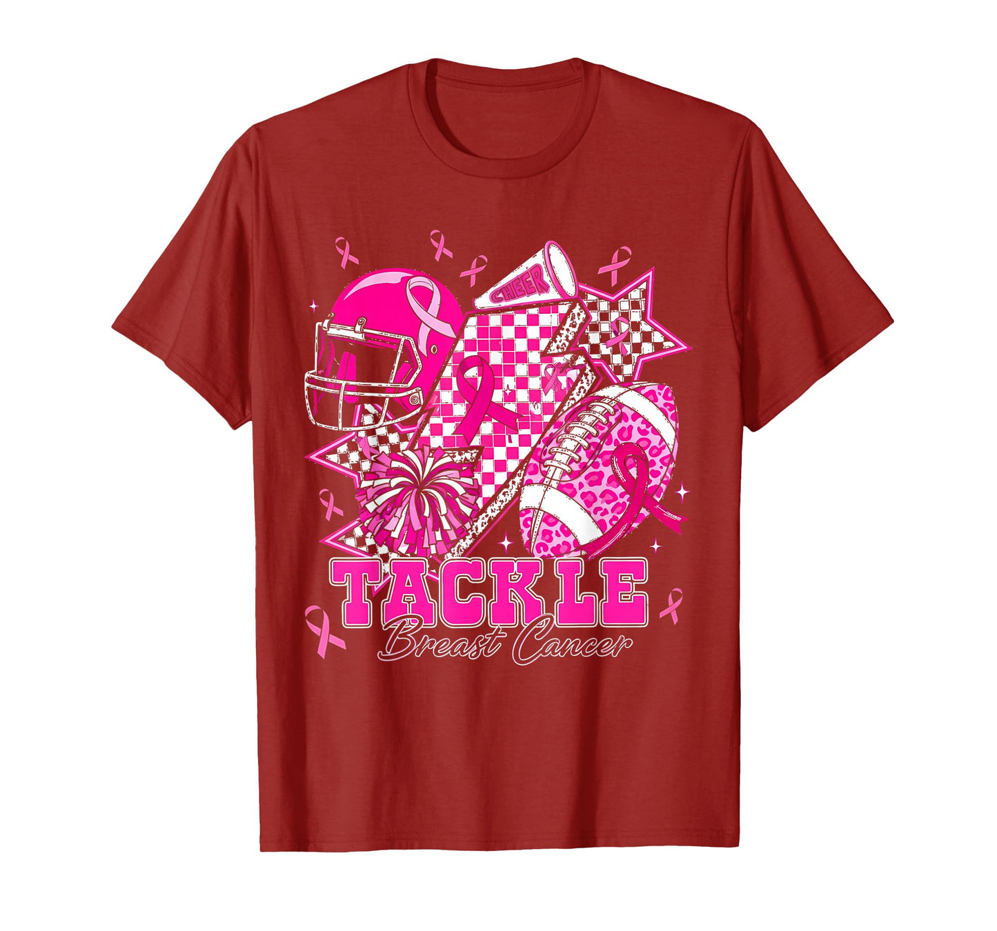 Tackle Breast Cancer Football Pink Ribbon Awareness T-Shirt
