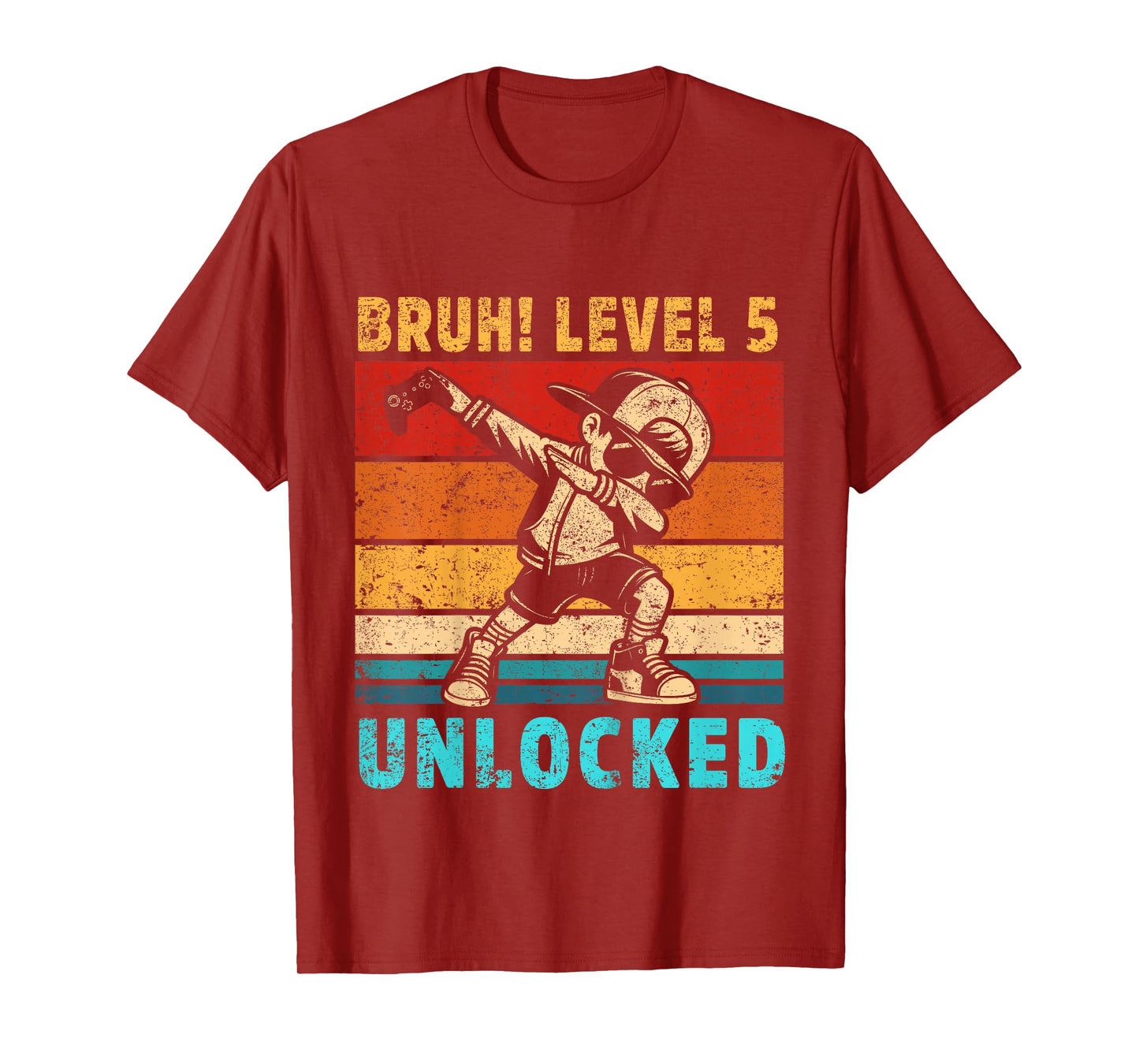 Kids 5 Year Old Birthday Dabbing Boy Bruh 5th level unlocked T-Shirt