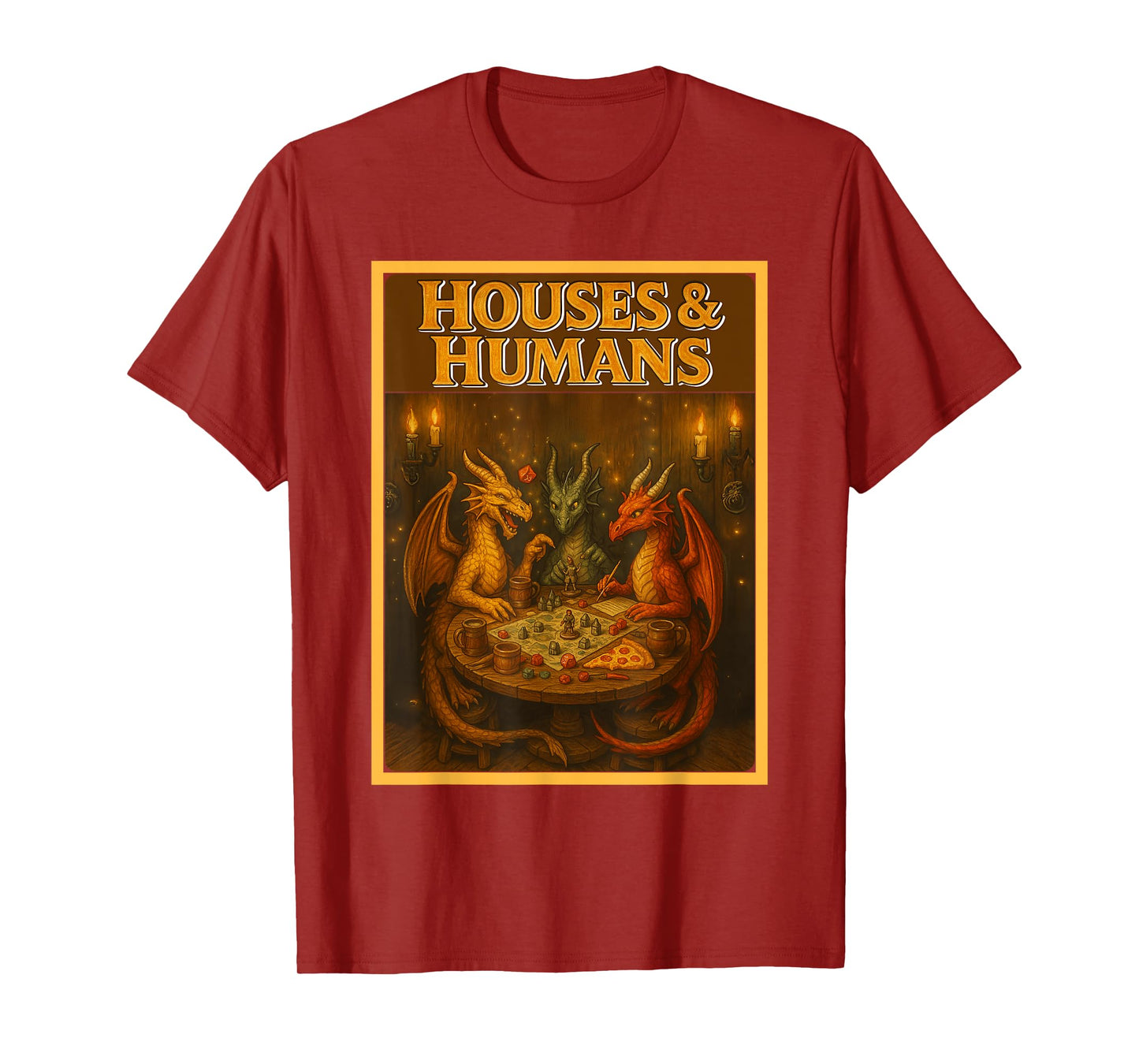 Gaming Houses Humans Funny RPG Parody Gamer Men Boys Kids T-Shirt