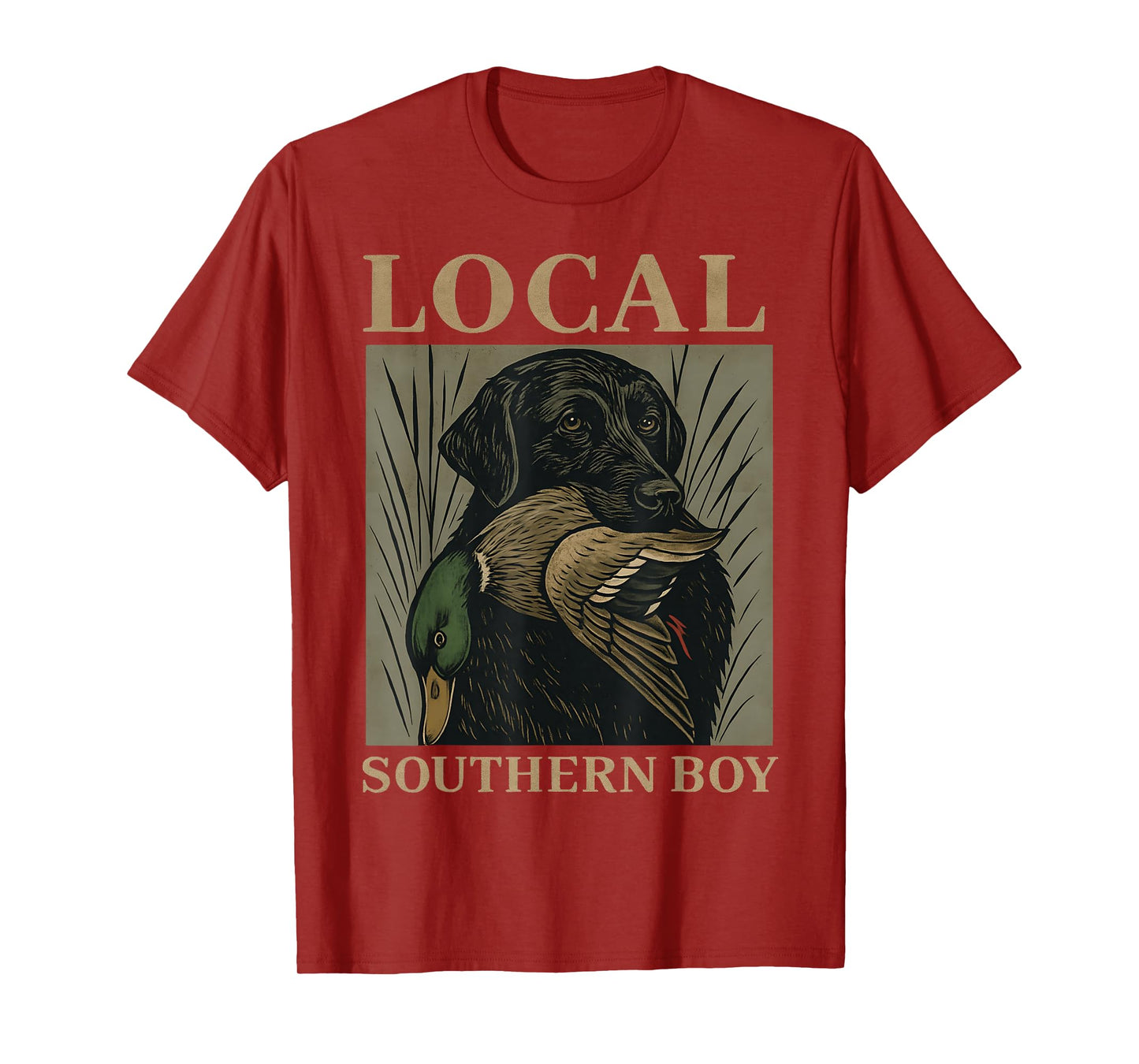 Local Southern Boy Duck Hunting Black Lab Dog Retro T-Shirt