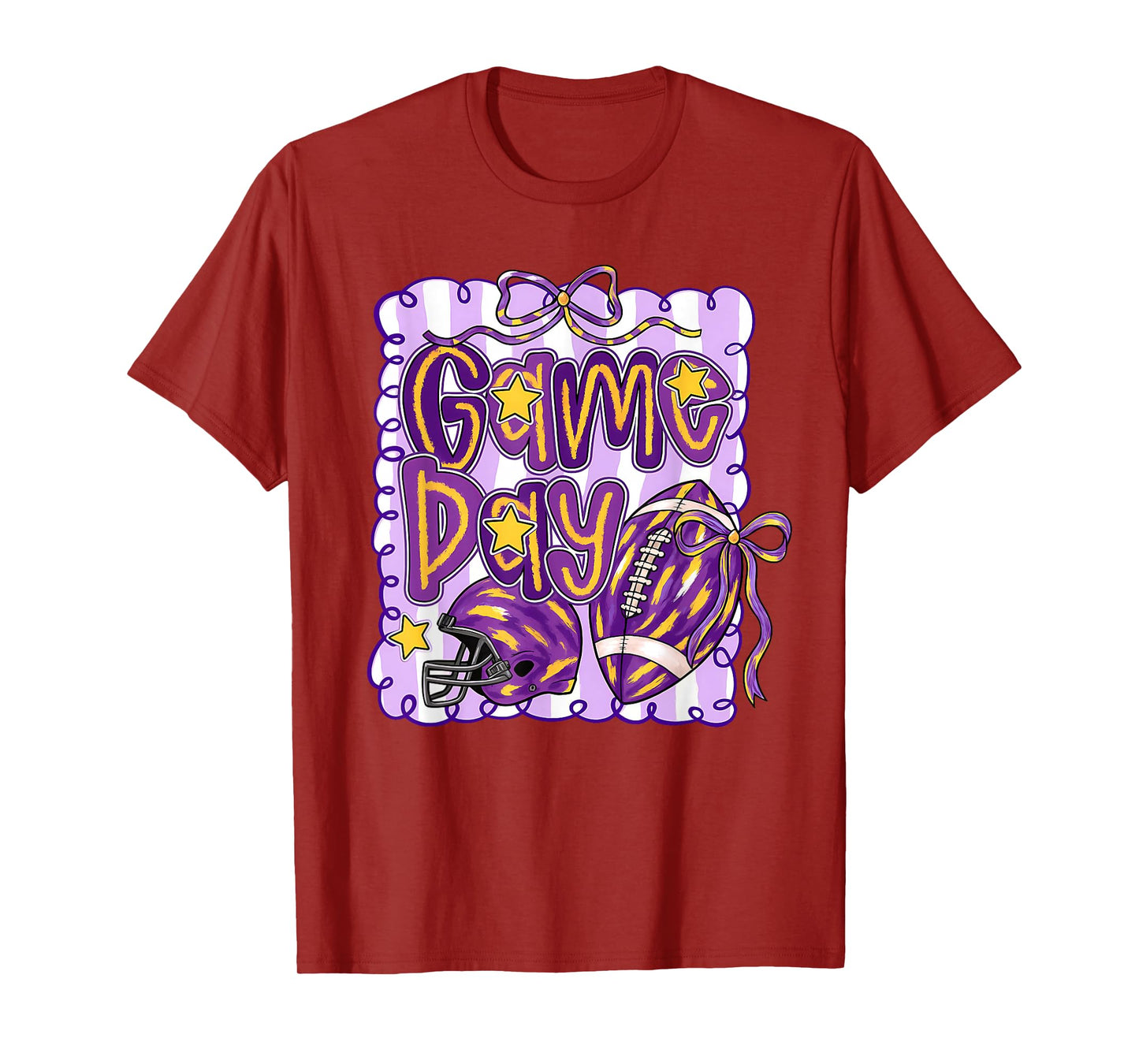 Purple Yellow Gold Football Game Day Touchdown Season T-Shirt