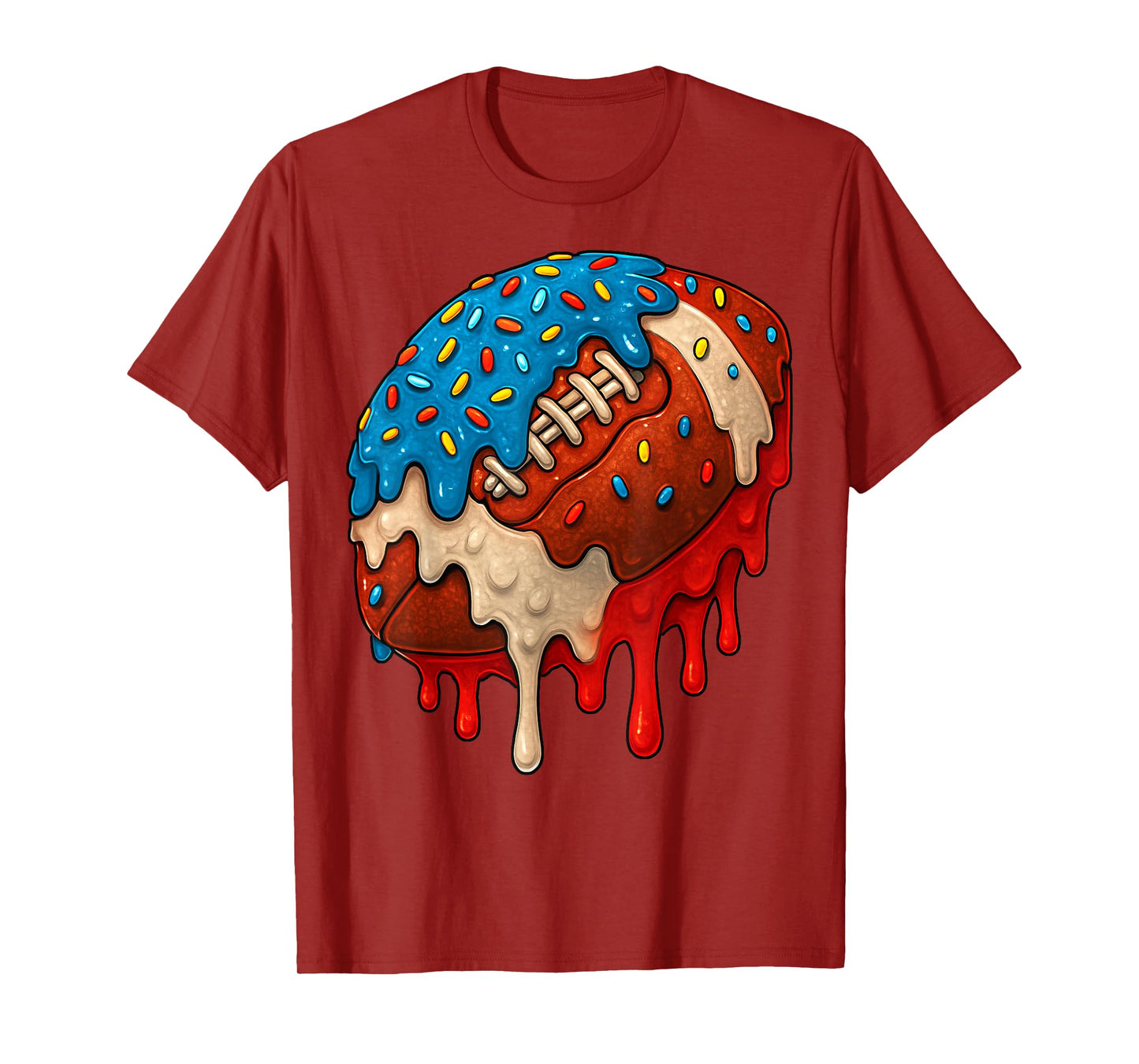 Ice Cream Drip Football Stuff 4th of July Boys Kids T-Shirt
