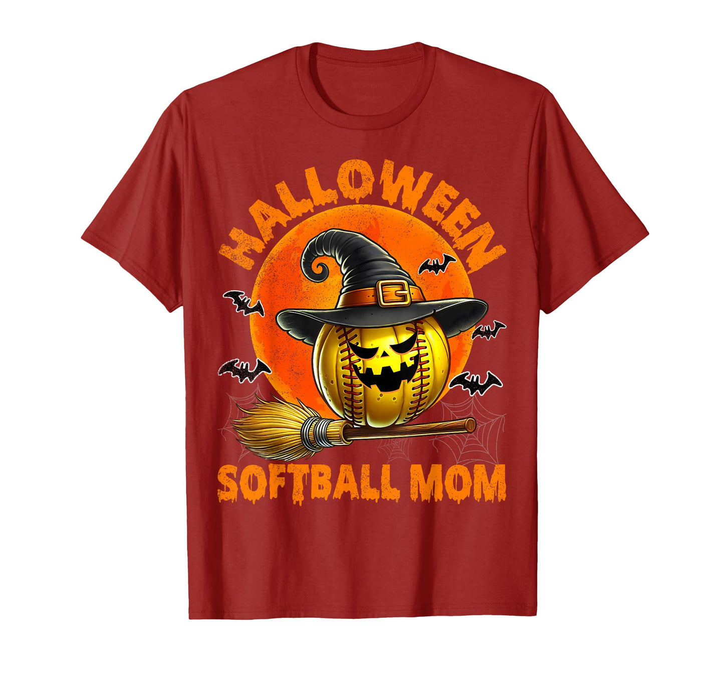 Halloween Softball Mom Spooky Halloween Pumpkin Softball Mom T-Shirt