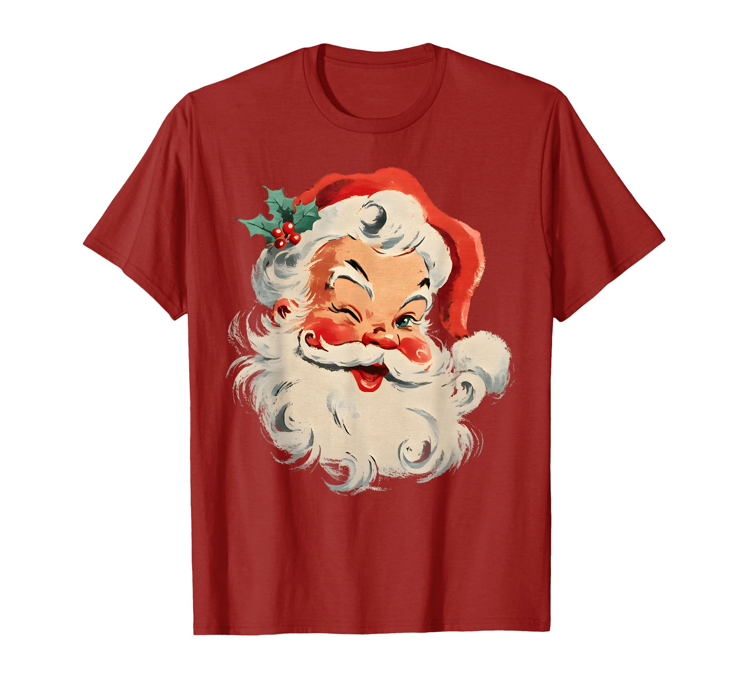 Vintage Retro Merry Christmas Cool Santa Claus Face T-Shirt
