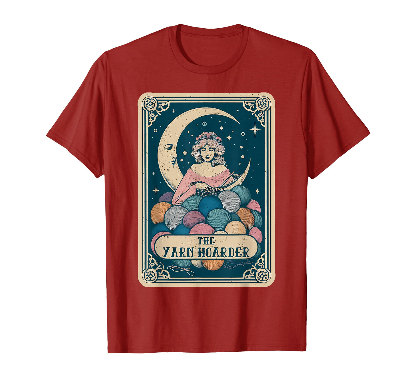 Vintage Gothic Tarot Card Yarn Hoarder Knitter Crochet Lover T-Shirt
