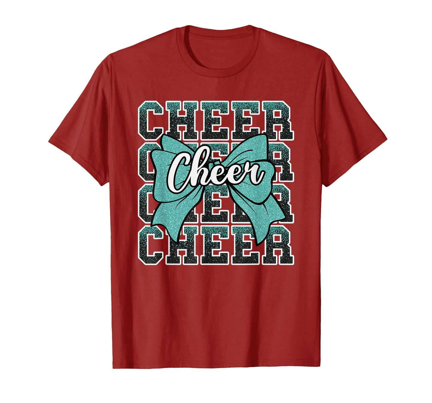 Coquette Cheer Bow Sport Cheerleader Cheerleading Teal Blue T-Shirt