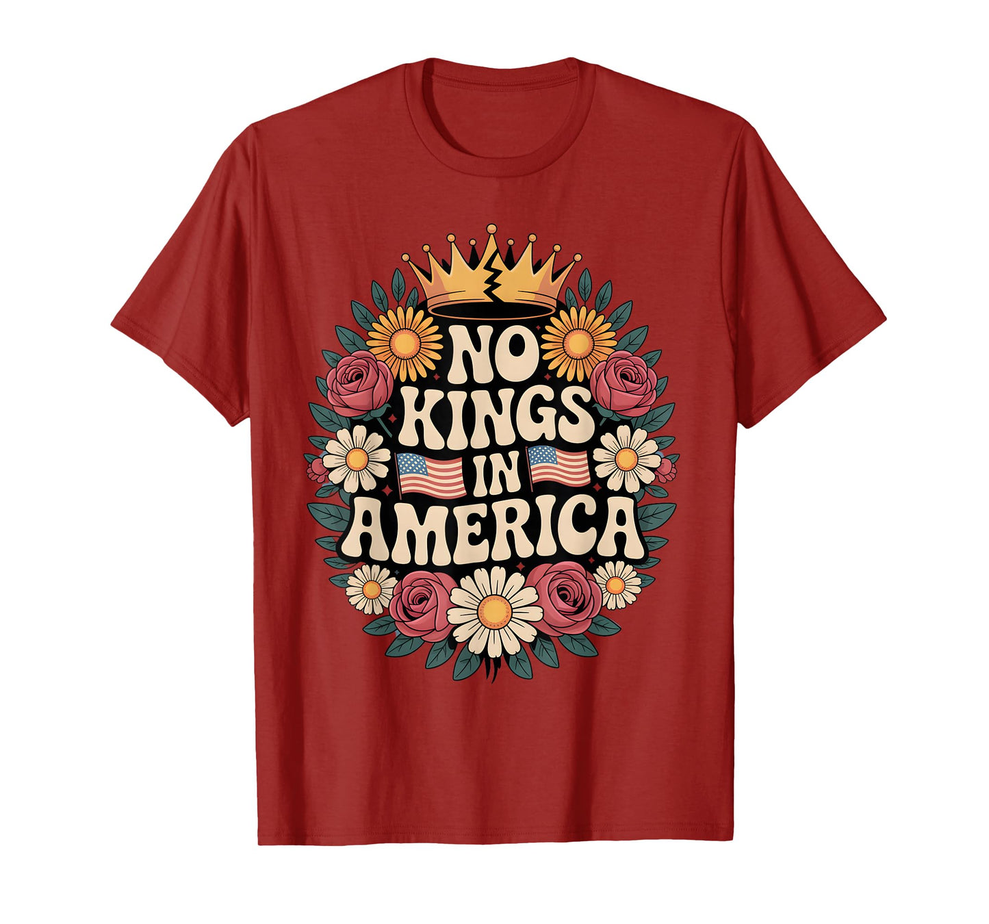 No Kings in America Patriotic Democracy Freedom Retro T-Shirt