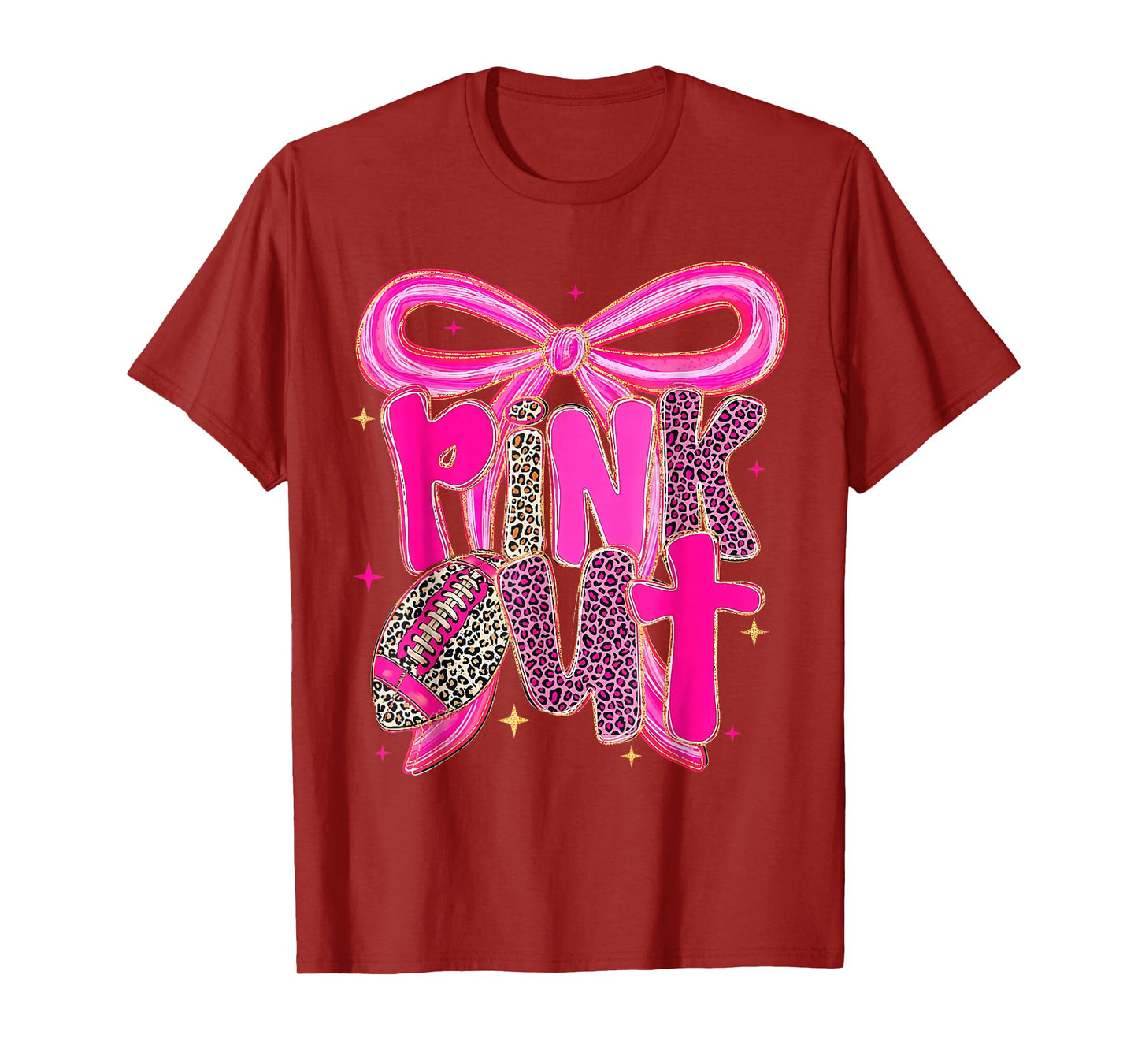 Pink Out Football Bow Preppy Breast Cancer Awareness Women T-Shirt