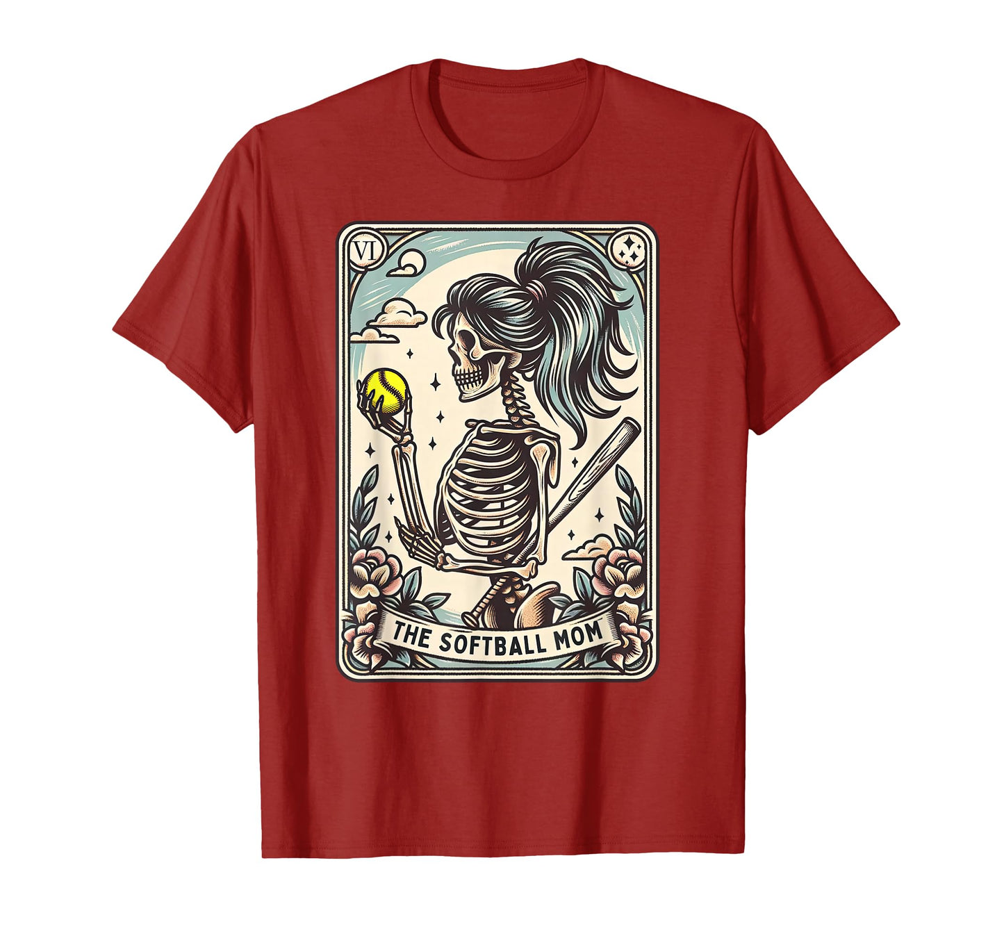 Softball Mom Tarot Card Skeleton Softball Mama Mothers Day T-Shirt