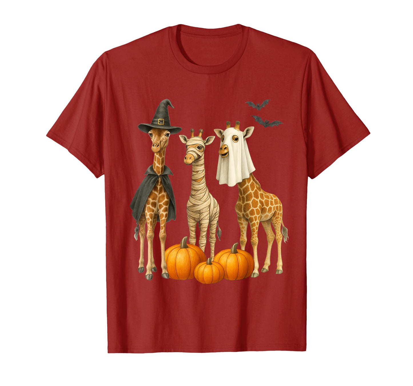 Giraffe Boo Mummy Witch Halloween Costume Giraffe Pumpkin T-Shirt