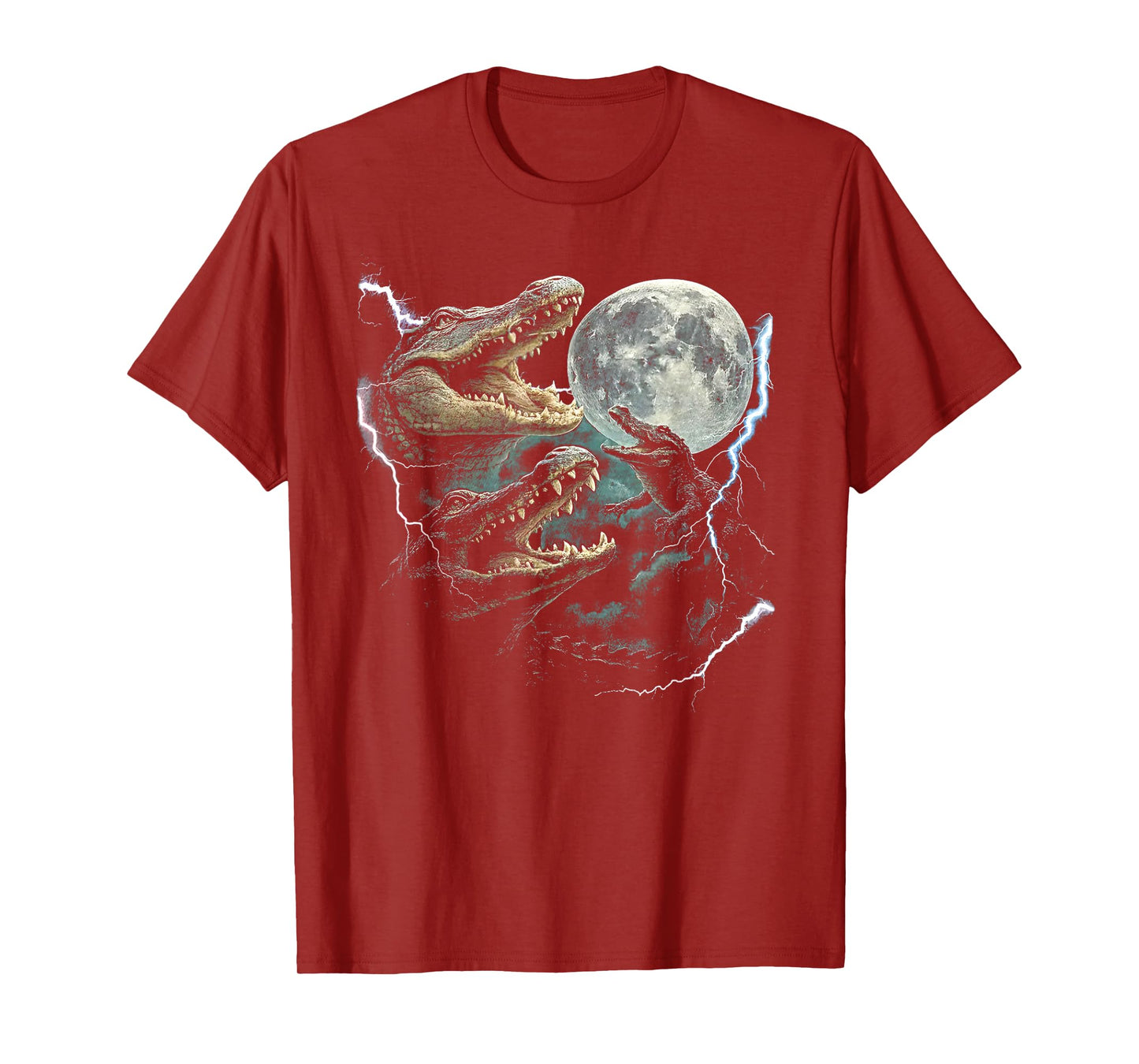 Three Weirdcore Crocodile At Moon Funny 90s Alligator T-Shirt