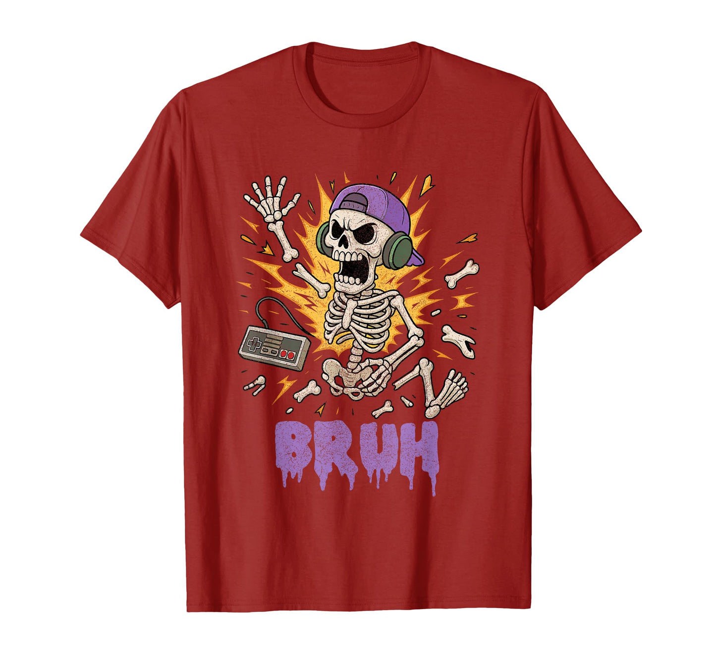 Funny Gamer Skeleton Gamer Teen Boys Video Gaming Bruh T-Shirt