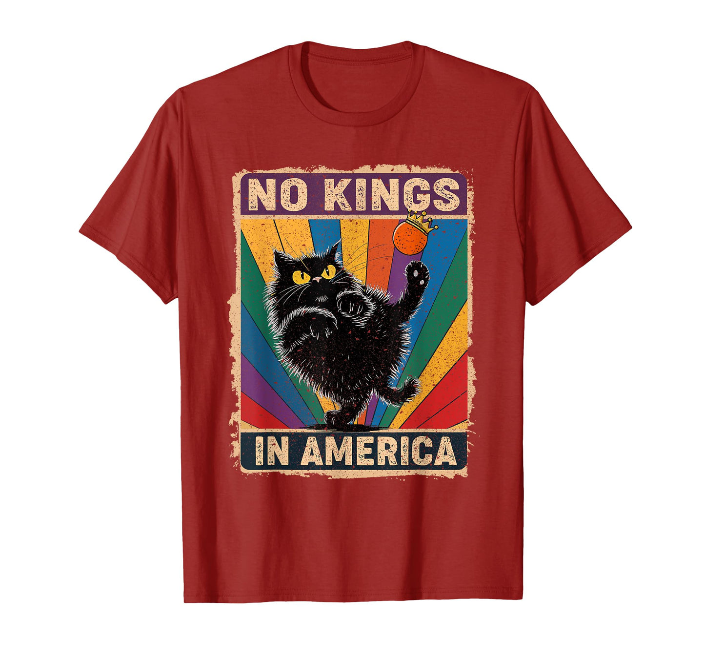 No Kings in America Black Cat Political Anti Trump Protest T-Shirt for Men Women