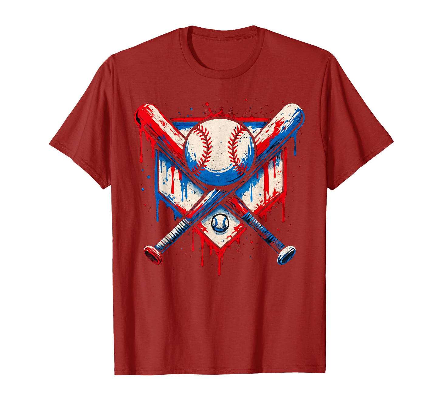 American Baseball Drip for Boys Graffiti Ball and Bat Youth T-Shirt