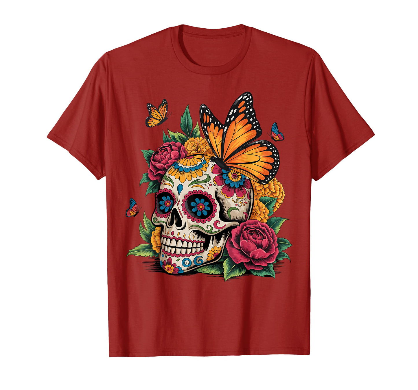 Dia de Los Muertos Floral Sugar Skull Gothic Day of The Dead T-Shirt