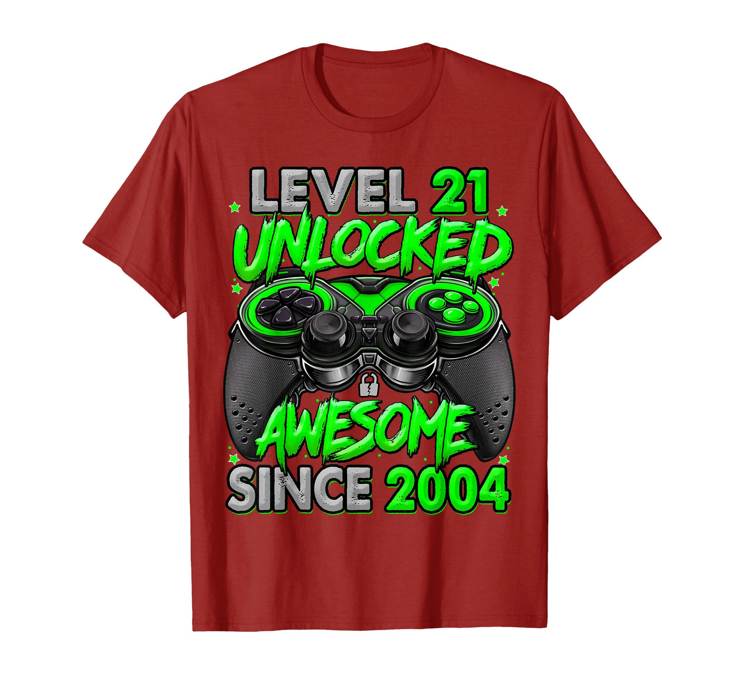 Level 21 Unlocked Awesome Since 2004 21st Birthday Gaming T-Shirt