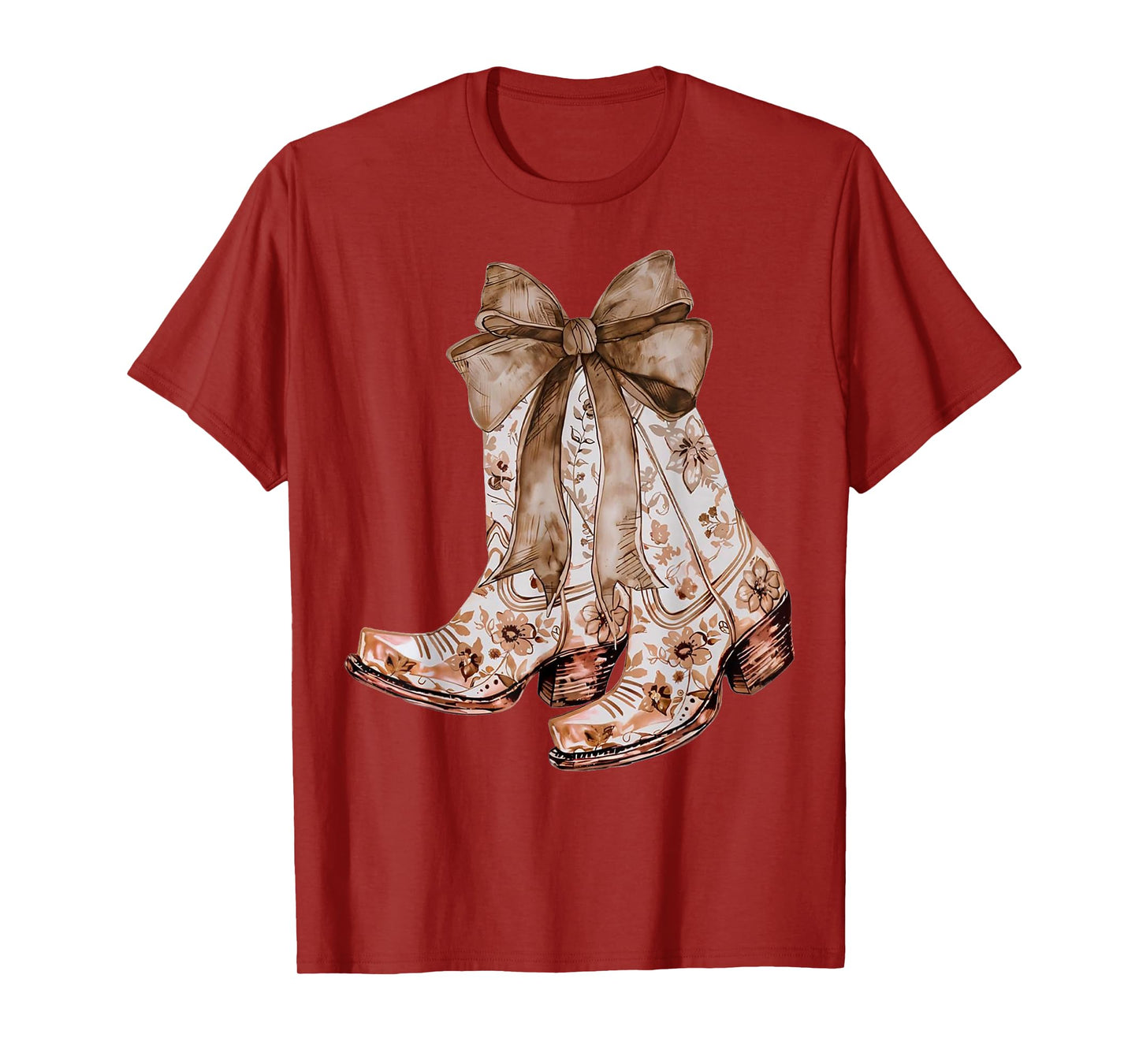 Western Cowgirl Bow Howdy Brown Leather Bow Cowhide Coquette T-Shirt