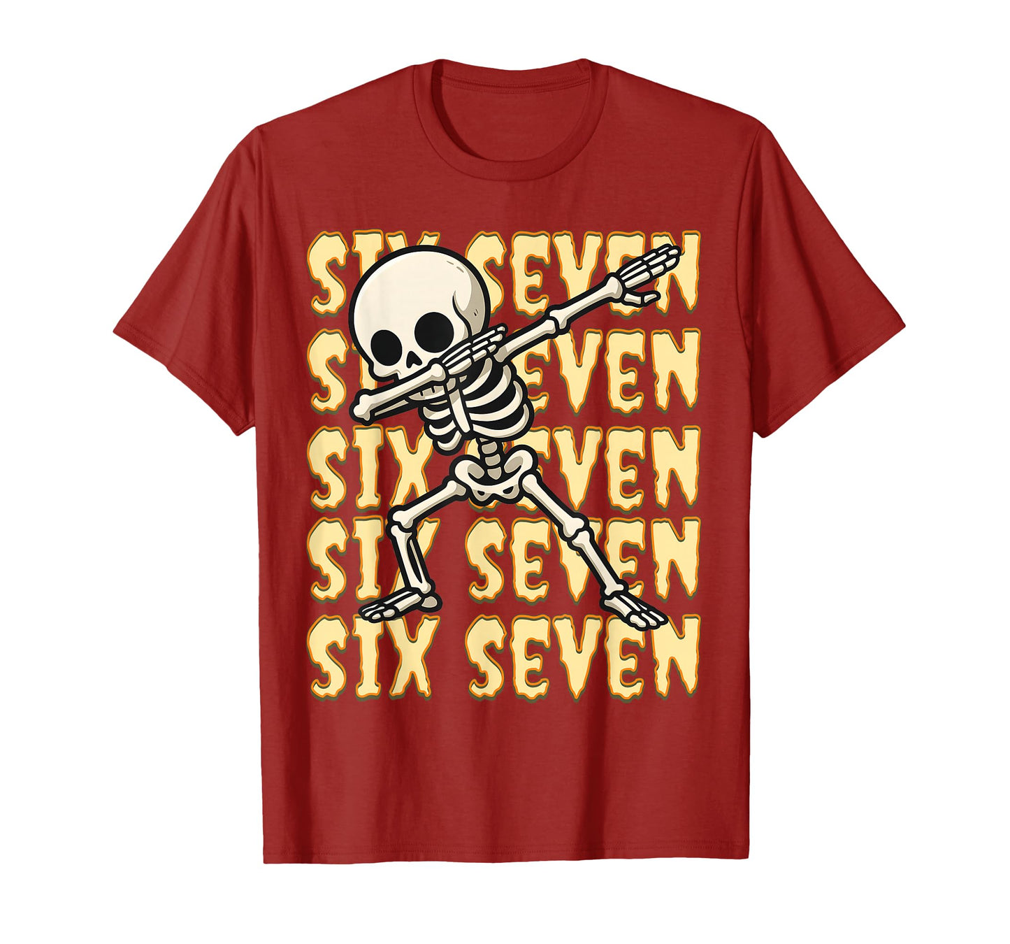 67 Halloween Funny Six Seven Meme Brainrot Skeleto Kids Boys T-Shirt