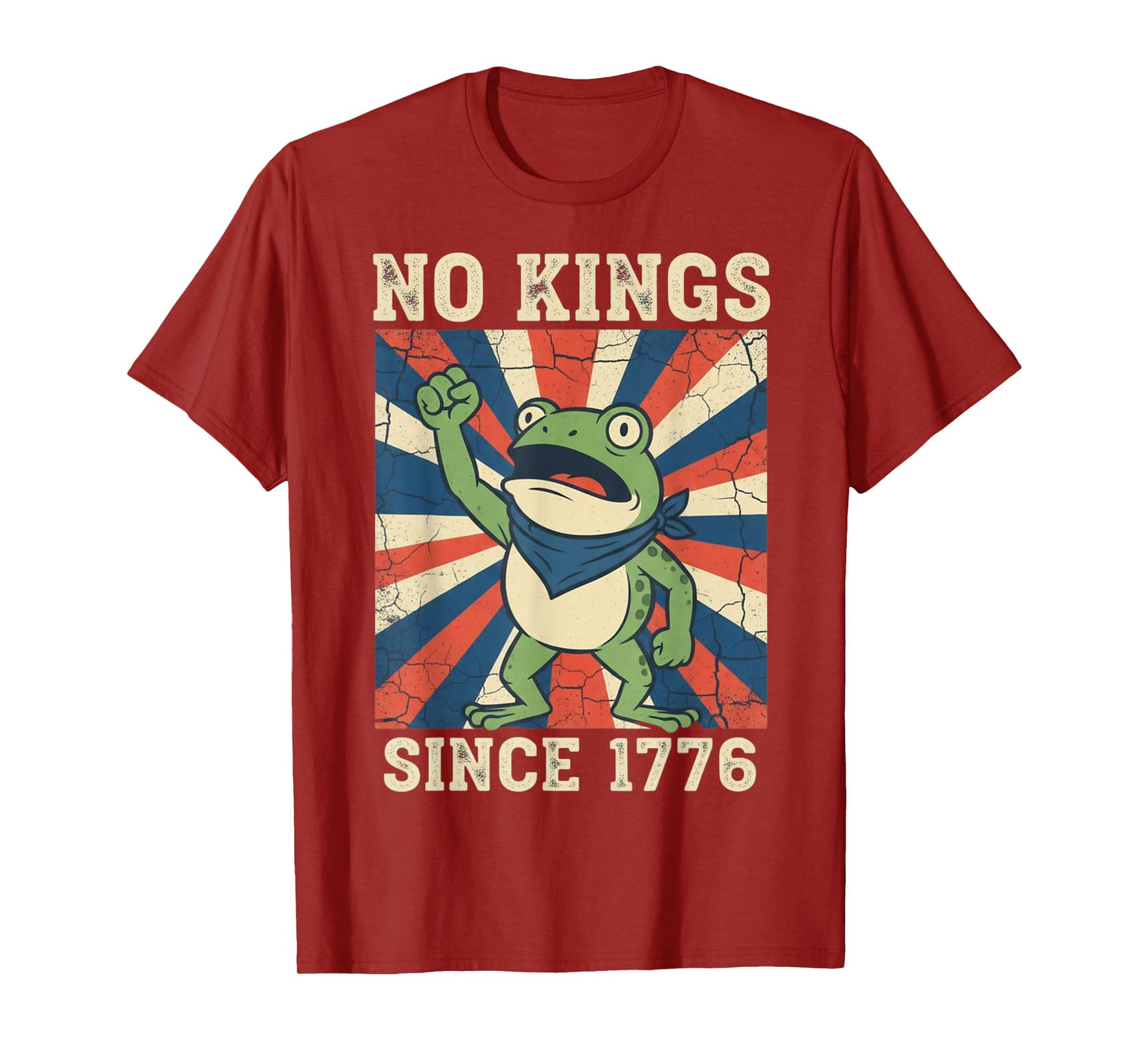 No Kings Since 1776 Funny Frog Protest Retro Patriotic T-Shirt
